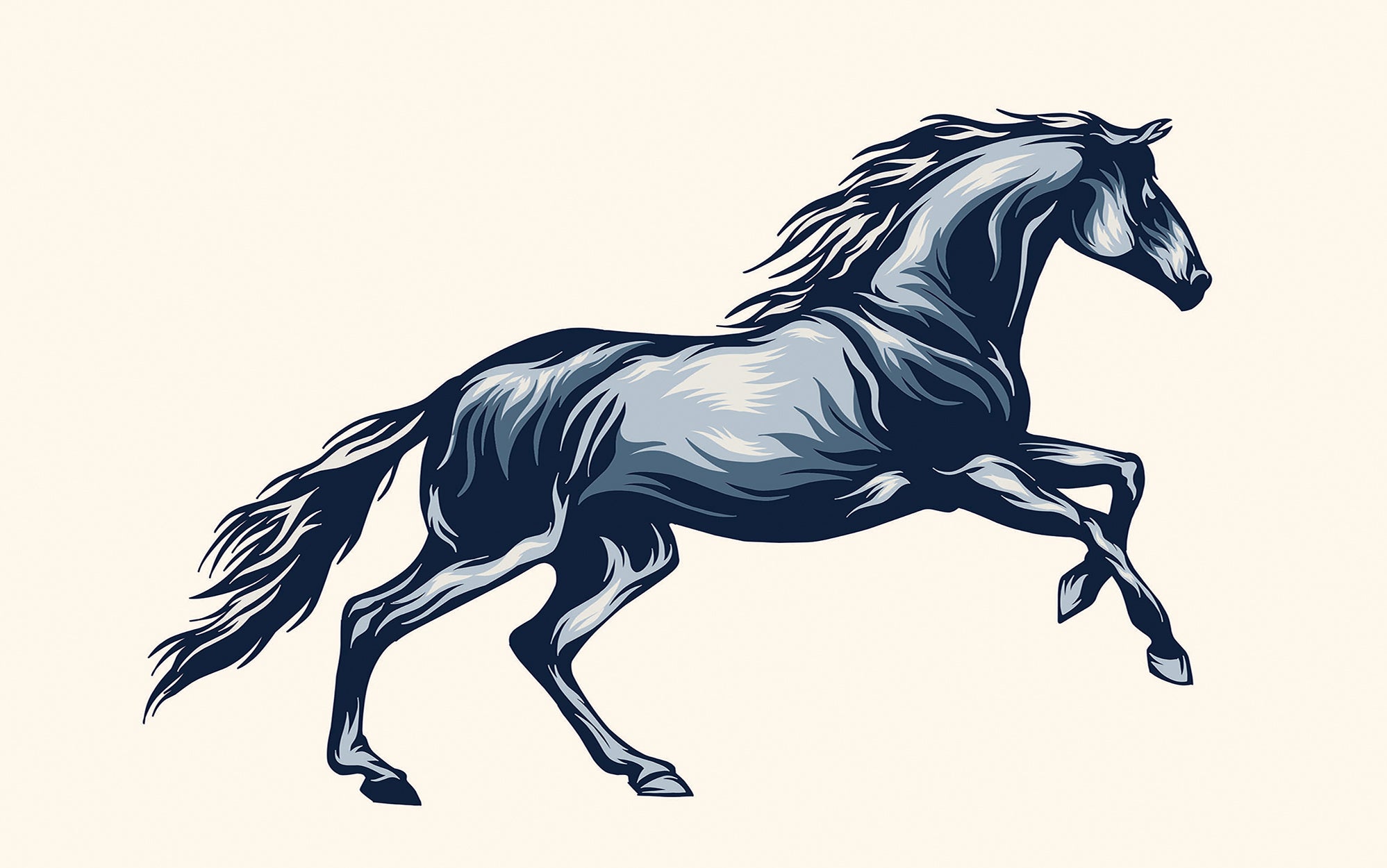 Premium Peel & Stick Wall Mural - Galloping Horse Illustration