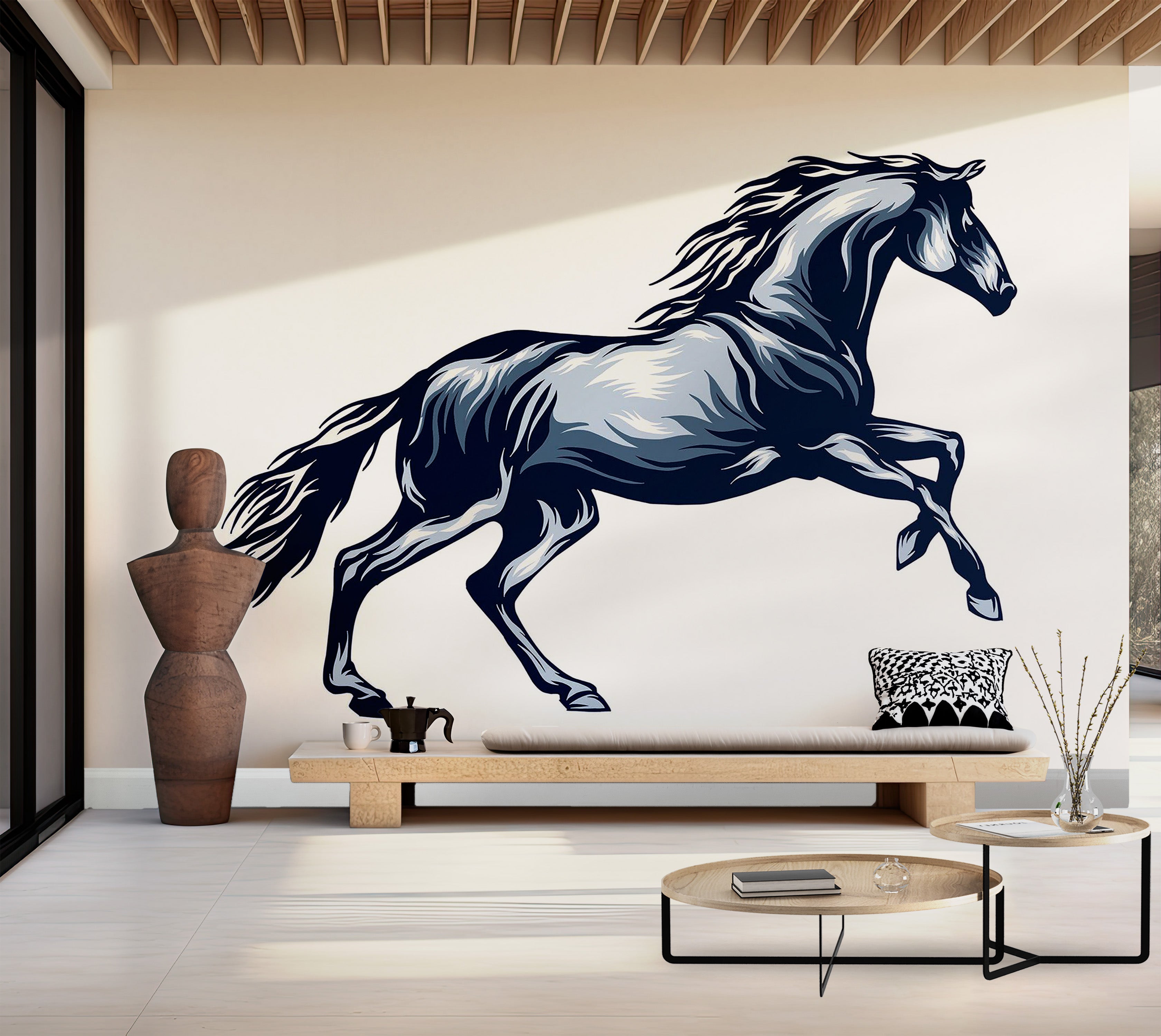 Premium Peel & Stick Wall Mural - Galloping Horse Illustration