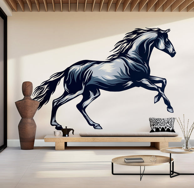 Premium Peel & Stick Wall Mural - Galloping Horse Illustration