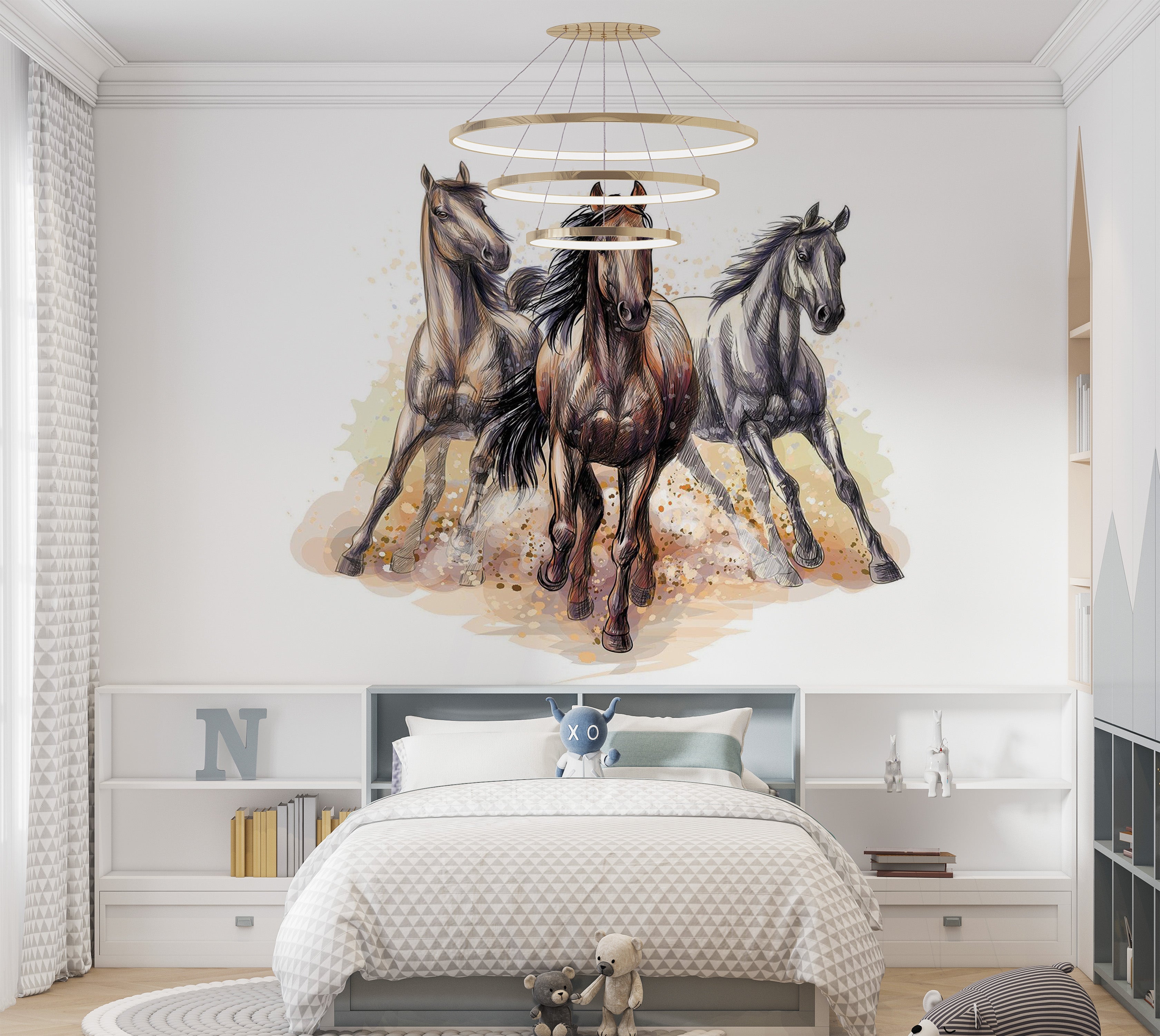 Premium Peel & Stick Wall Mural - Galloping Horses