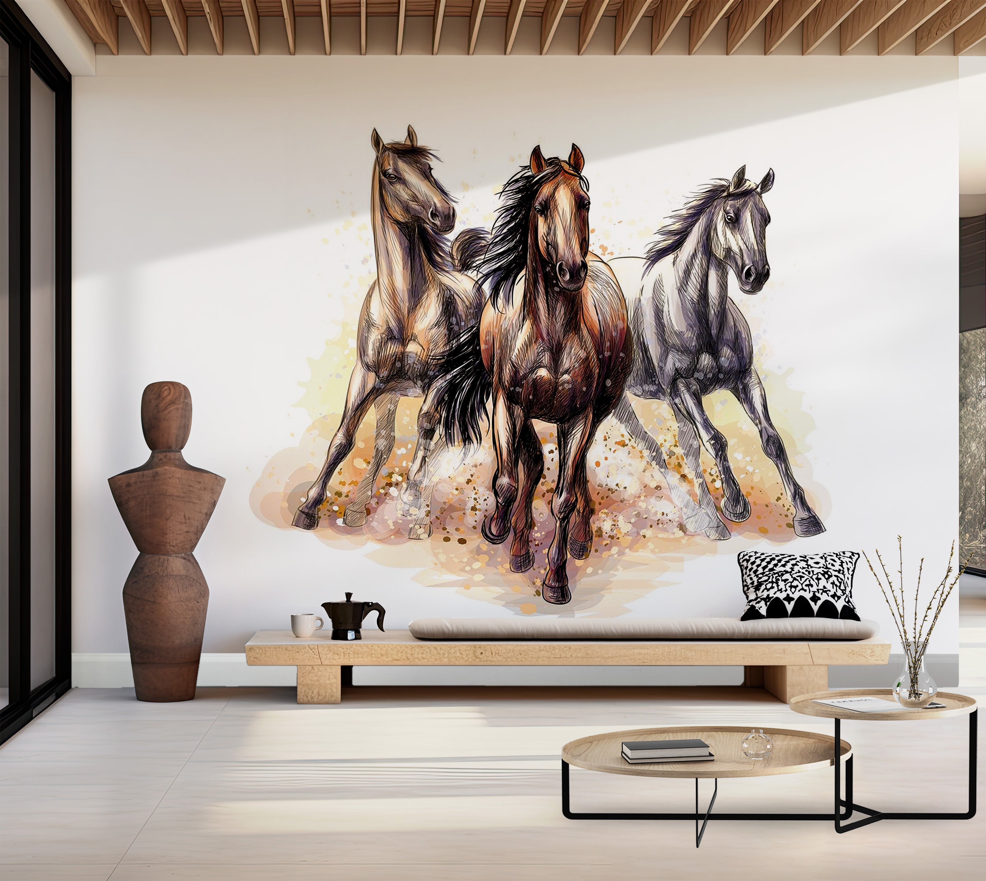 Premium Peel & Stick Wall Mural - Galloping Horses