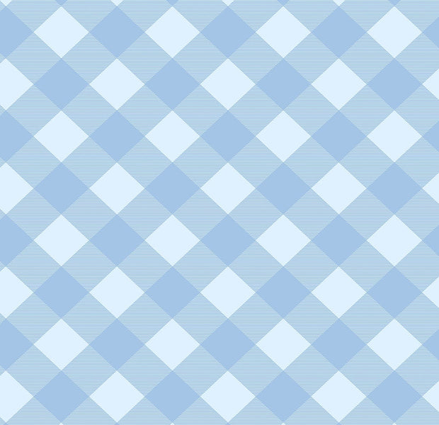 A wall with an abstract geometric pattern in shades of blue.