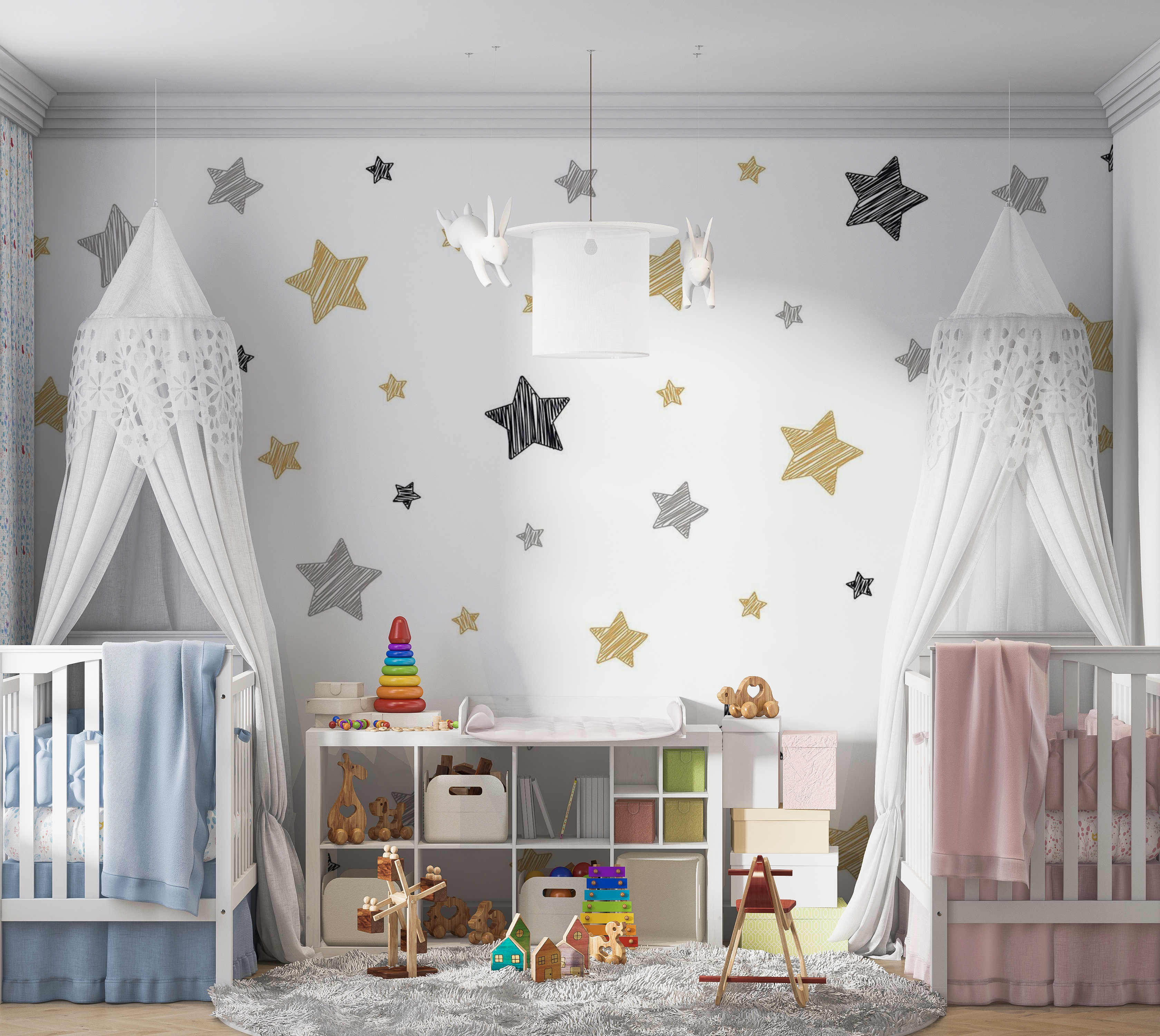 Premium Peel & Stick Wall Mural - Golden Stars