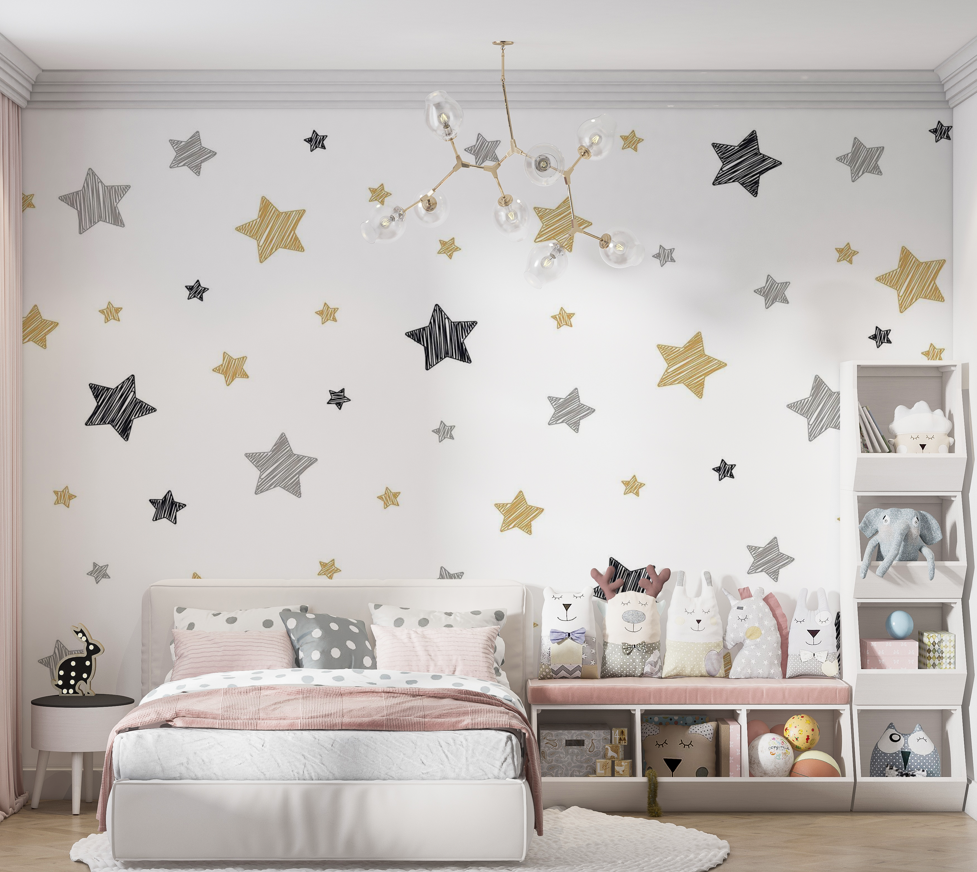 Premium Peel & Stick Wall Mural - Golden Stars