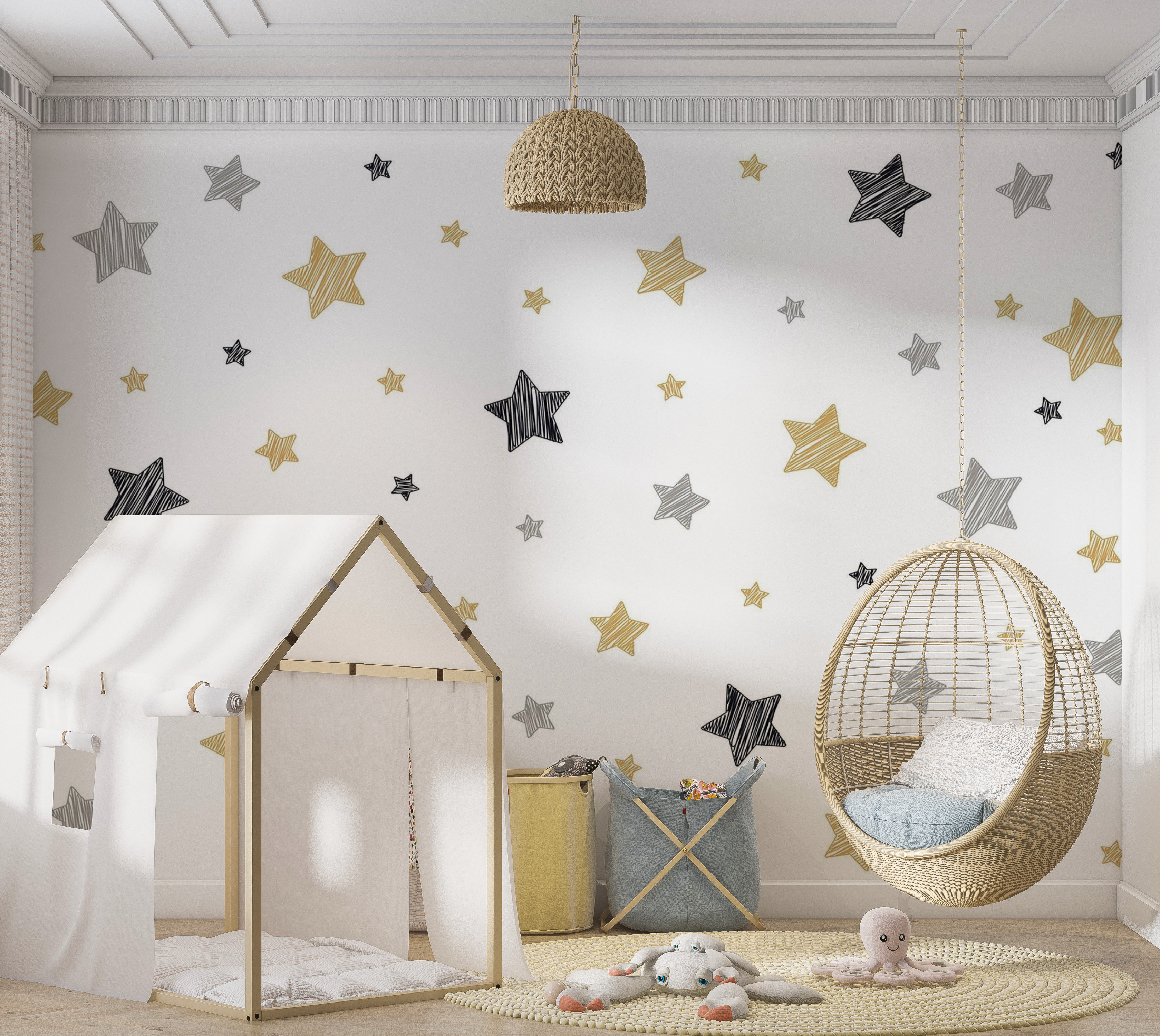 Premium Peel & Stick Wall Mural - Golden Stars