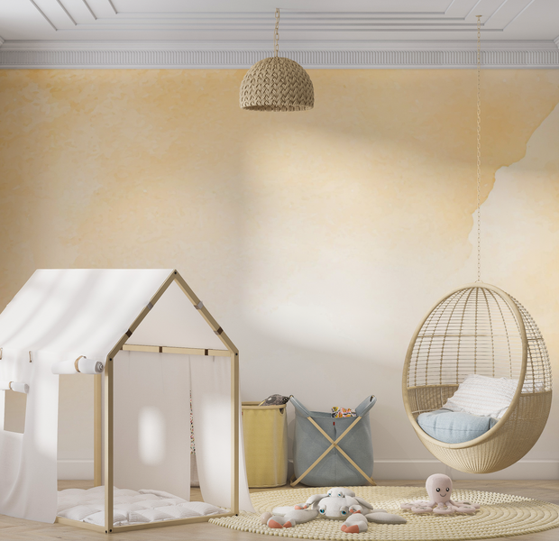 Premium Wallpaper Wall Mural - Golden Watercolor Splash 60"Wx40"H / Non-Woven Fleece