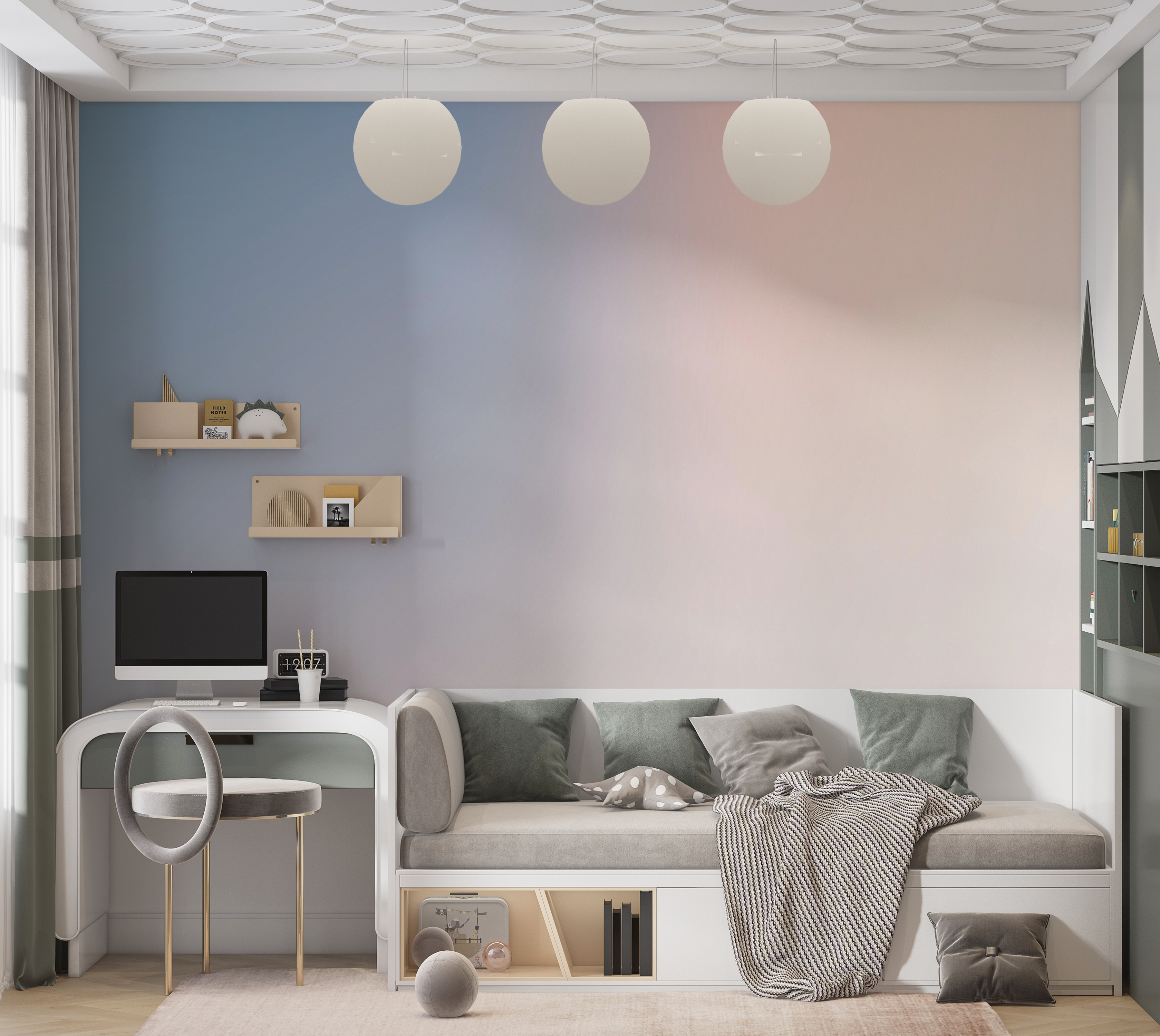 Premium Peel & Stick Wall Mural - Gradient Pastel Sky