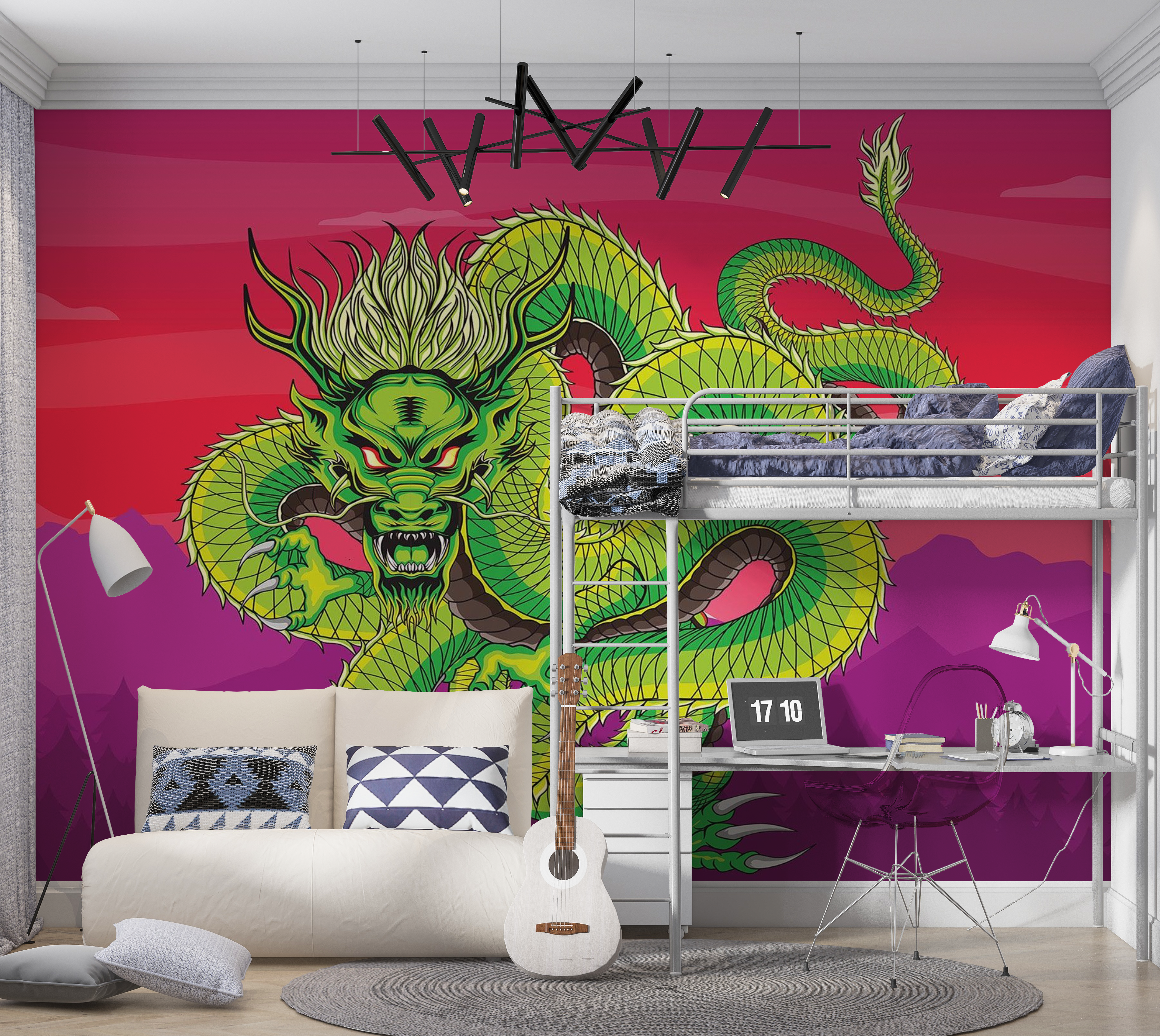 Premium Peel & Stick Wall Mural - Green Dragon