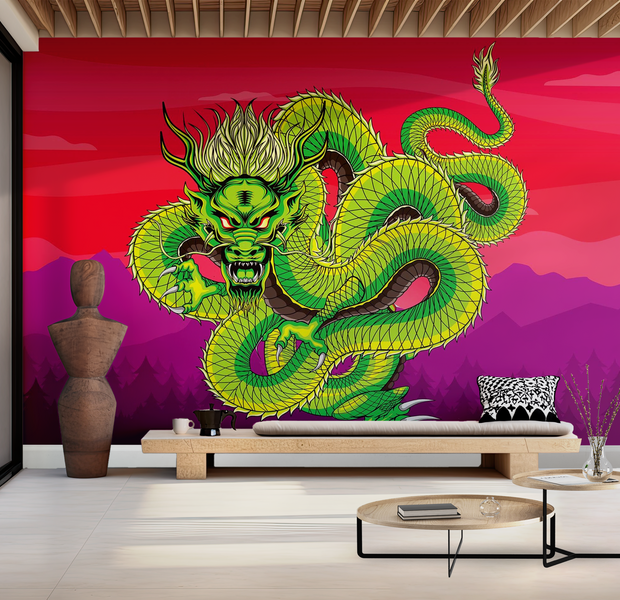 Premium Wallpaper Wall Mural - Green Dragon 60"Wx40"H / Non-Woven Fleece