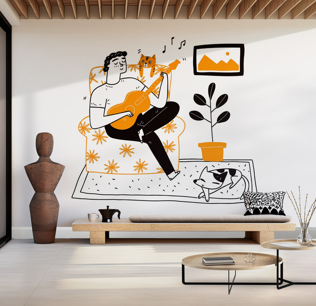 Premium Peel & Stick Wall Mural - Guitar Serenade