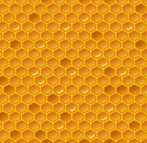 Bright yellow honeycomb pattern wall mural in an interior setting
