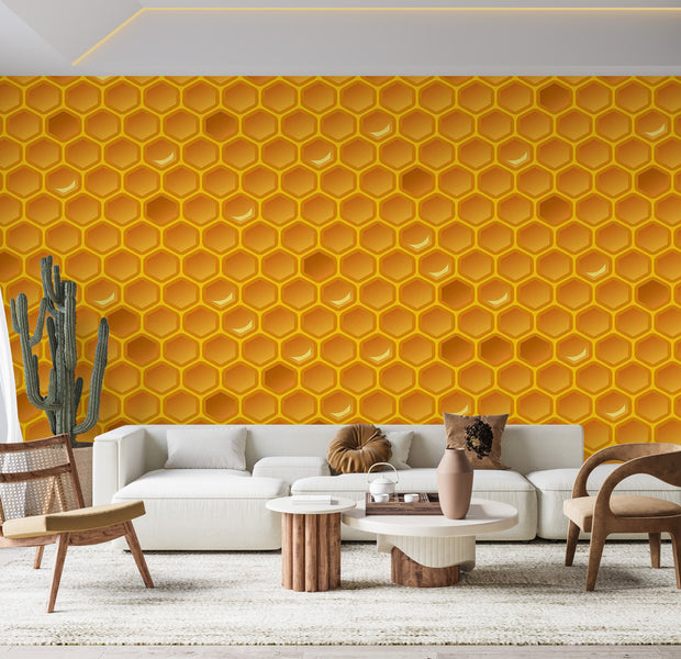 Premium Wallpaper Wall Mural - Honeycomb Pattern 60"Wx40"H / Non-Woven Fleece