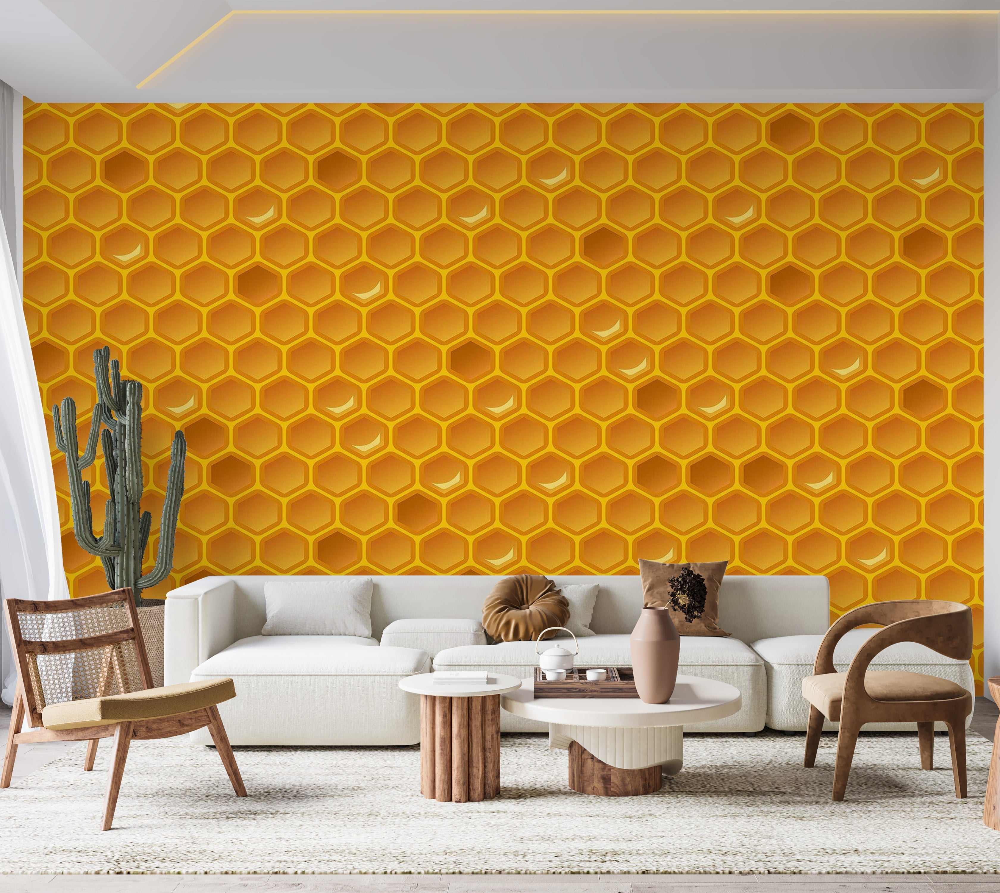 Premium Peel & Stick Wall Mural - Honeycomb Pattern
