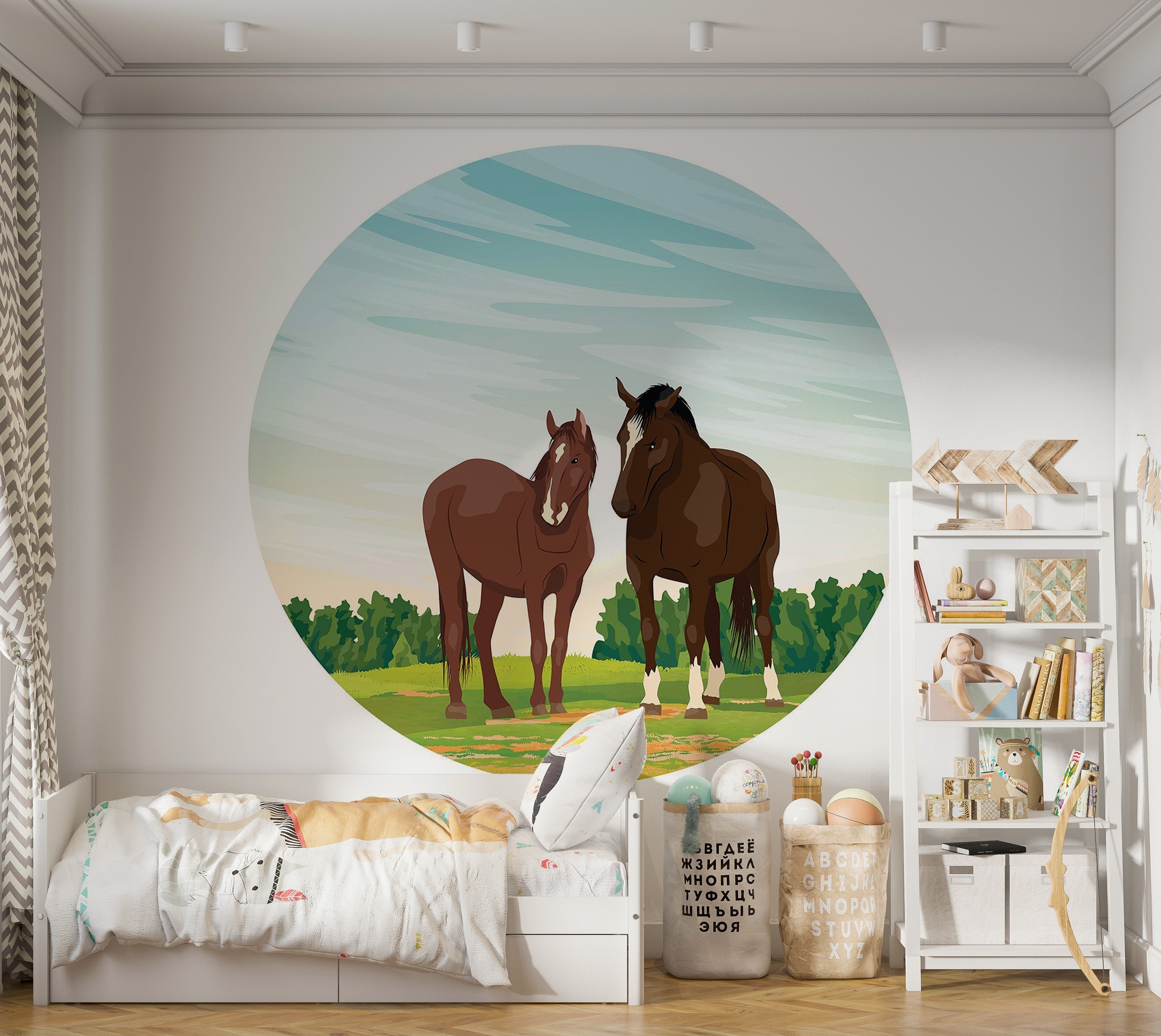 Premium Peel & Stick Wall Mural - Horses in Nature