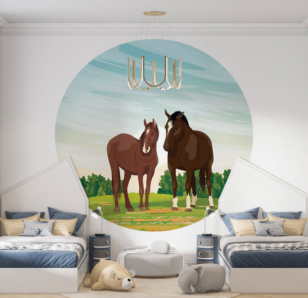 Premium Wallpaper Wall Mural - Horses in Nature