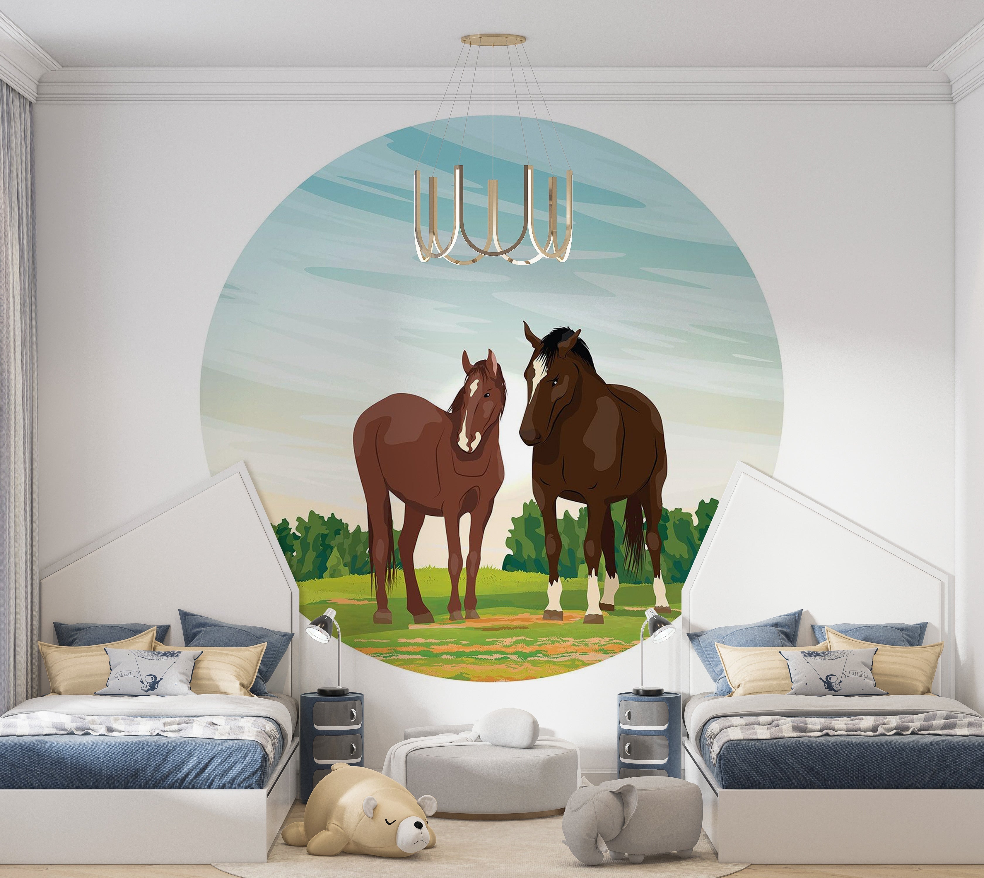 Premium Peel & Stick Wall Mural - Horses in Nature