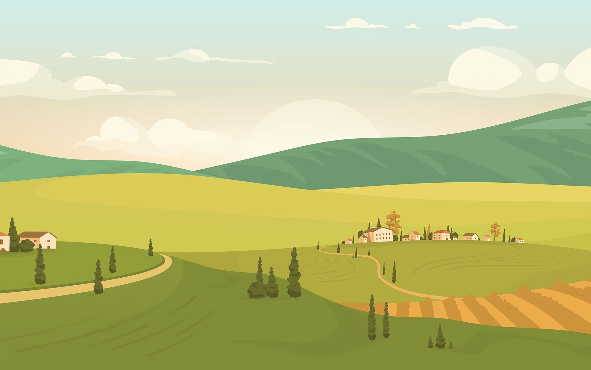 Premium Peel & Stick Wall Mural - Idyllic Countryside Landscape