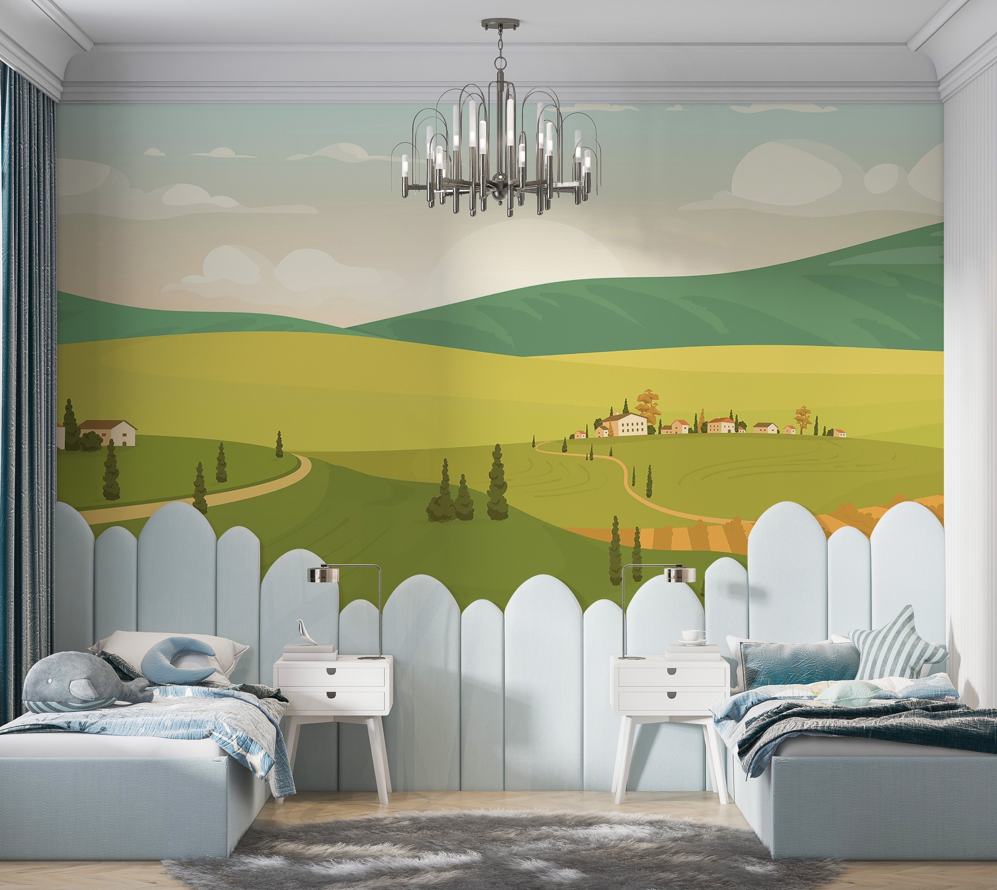 Premium Peel & Stick Wall Mural - Idyllic Countryside Landscape