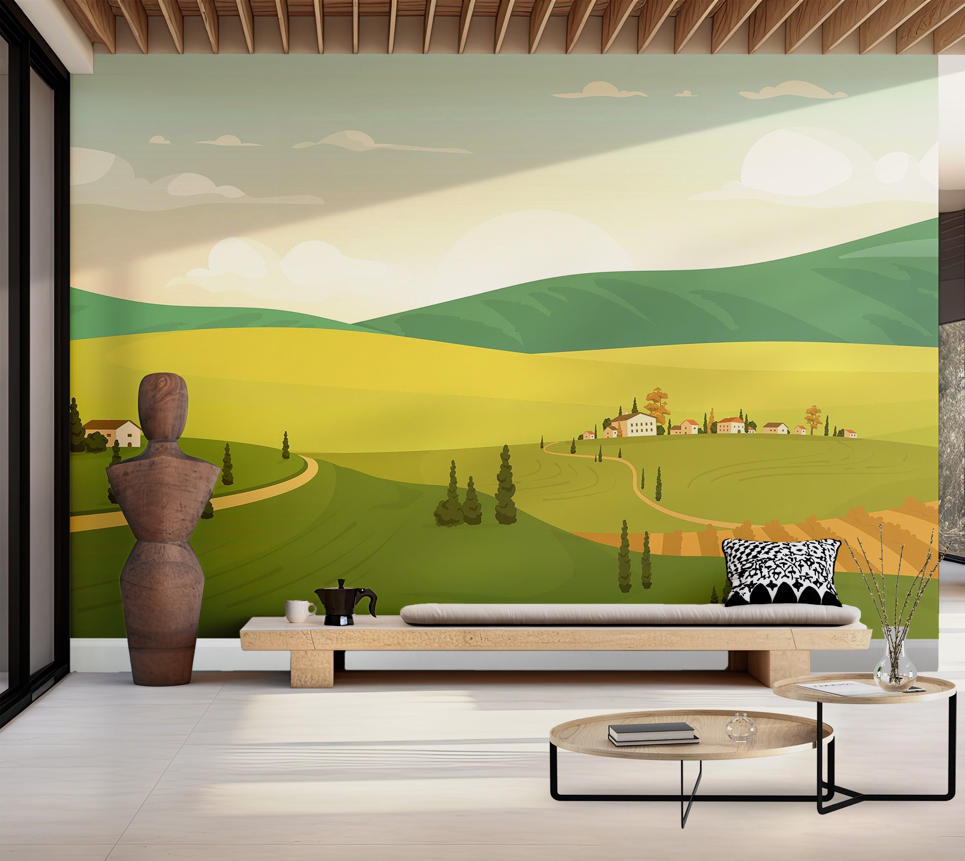 Premium Peel & Stick Wall Mural - Idyllic Countryside Landscape