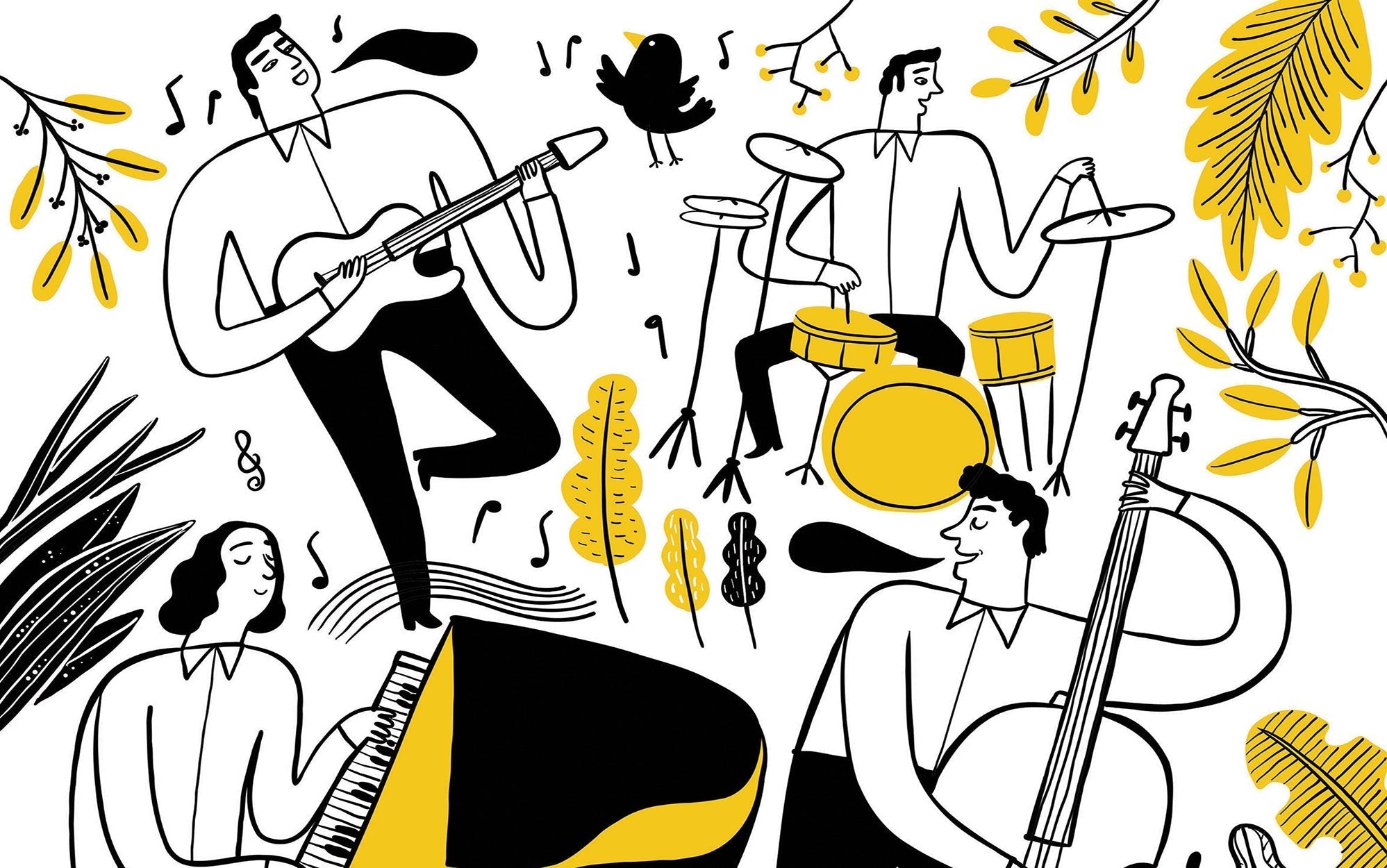 Premium Peel & Stick Wall Mural - Jazz Band Fun