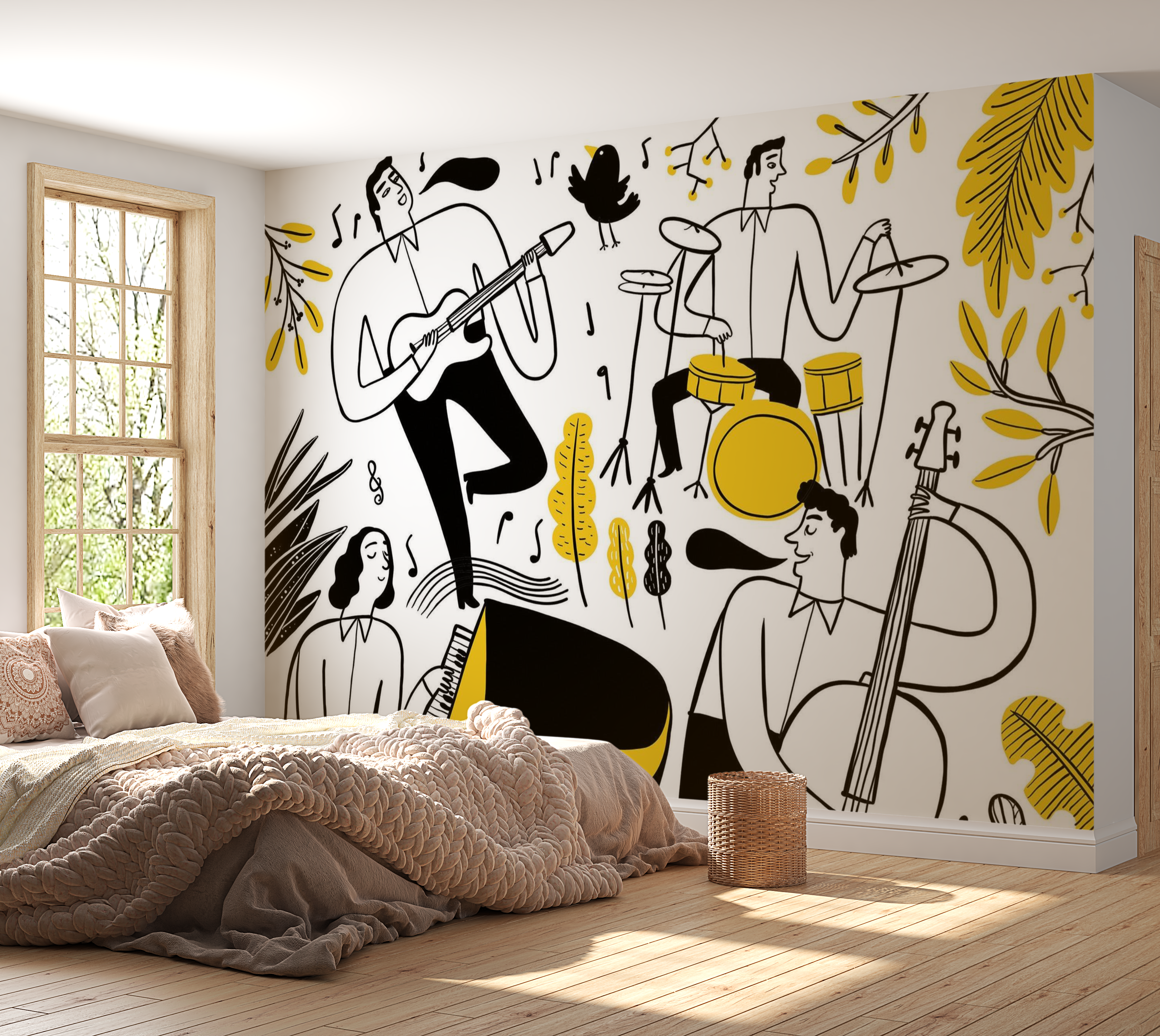Premium Peel & Stick Wall Mural - Jazz Band Fun