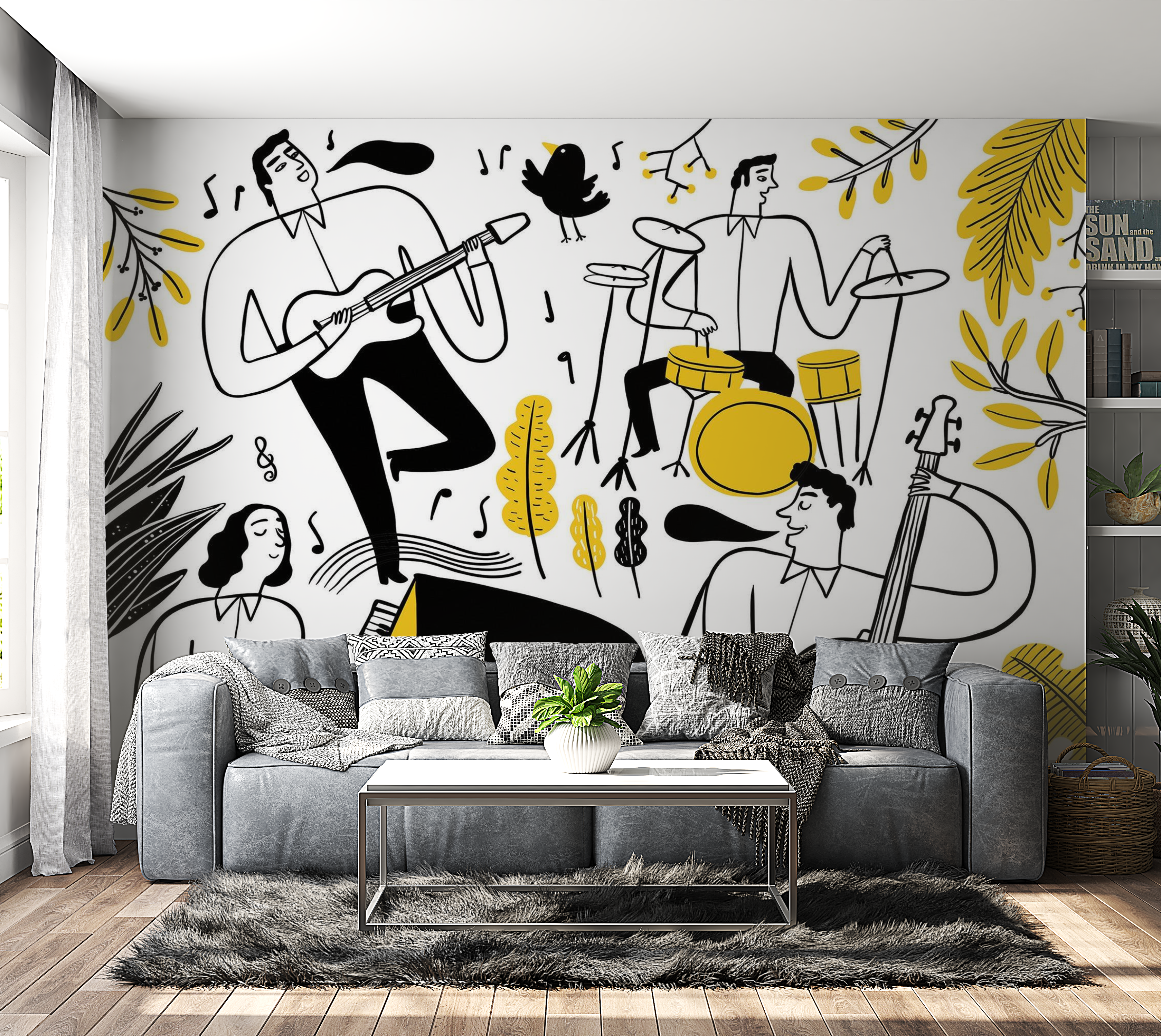 Premium Peel & Stick Wall Mural - Jazz Band Fun