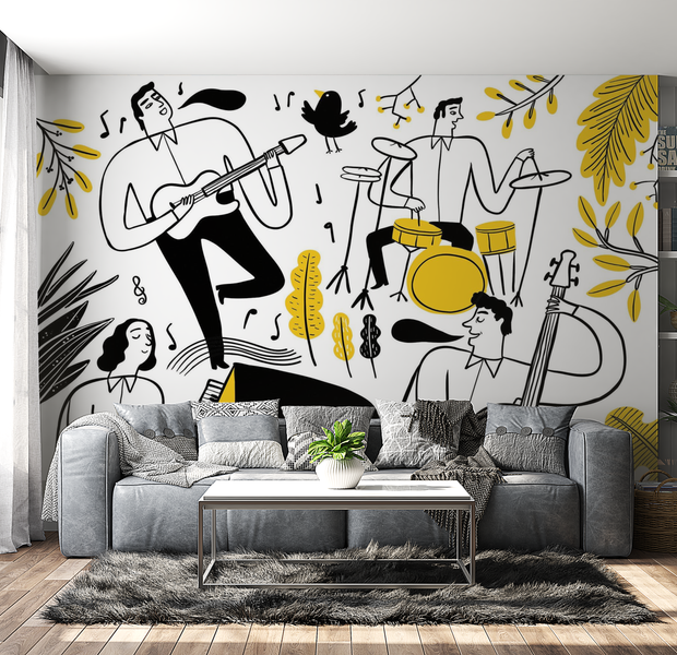 Premium Peel & Stick Wall Mural - Jazz Band Fun