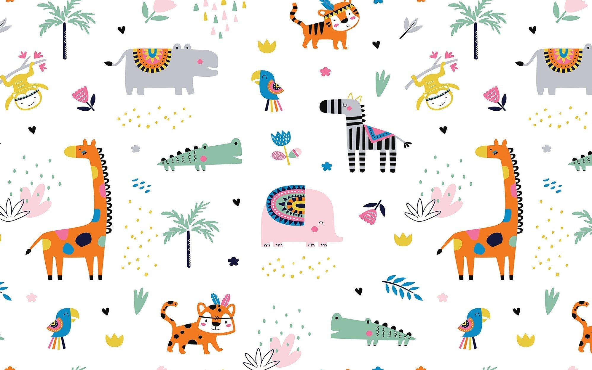 Premium Peel & Stick Wall Mural - Jungle Animals