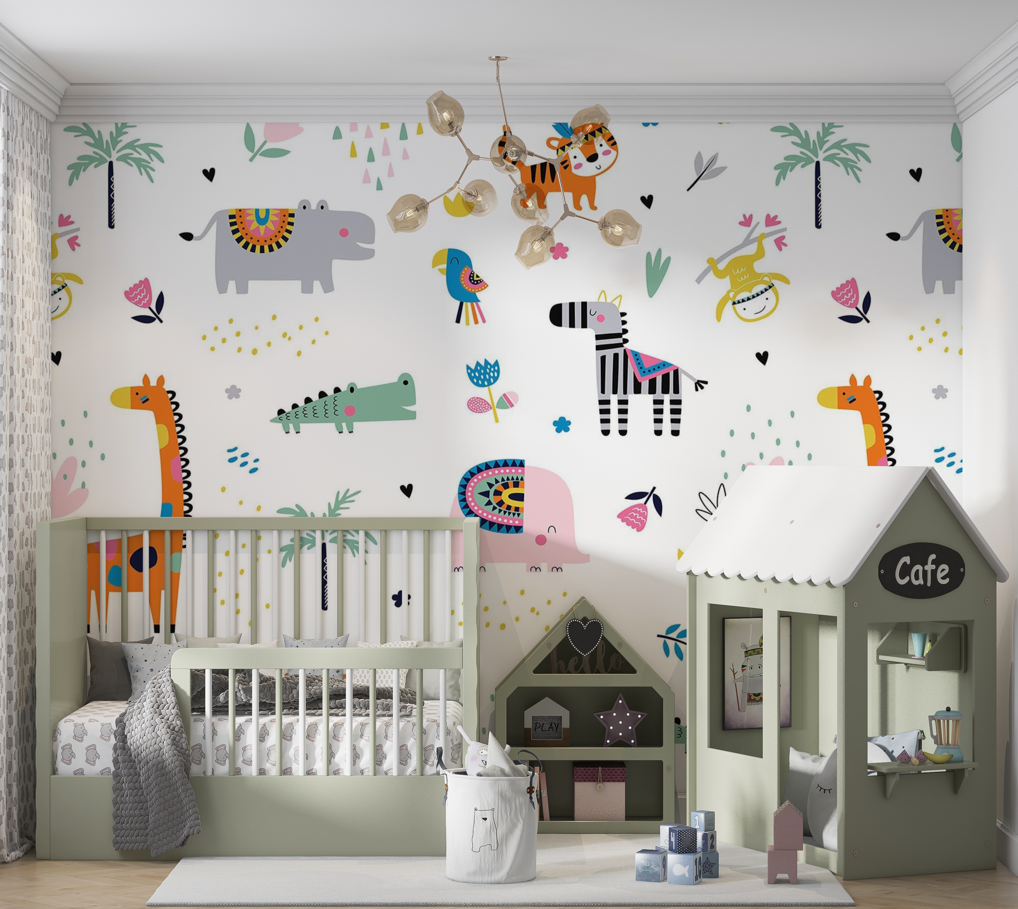 Premium Peel & Stick Wall Mural - Jungle Animals
