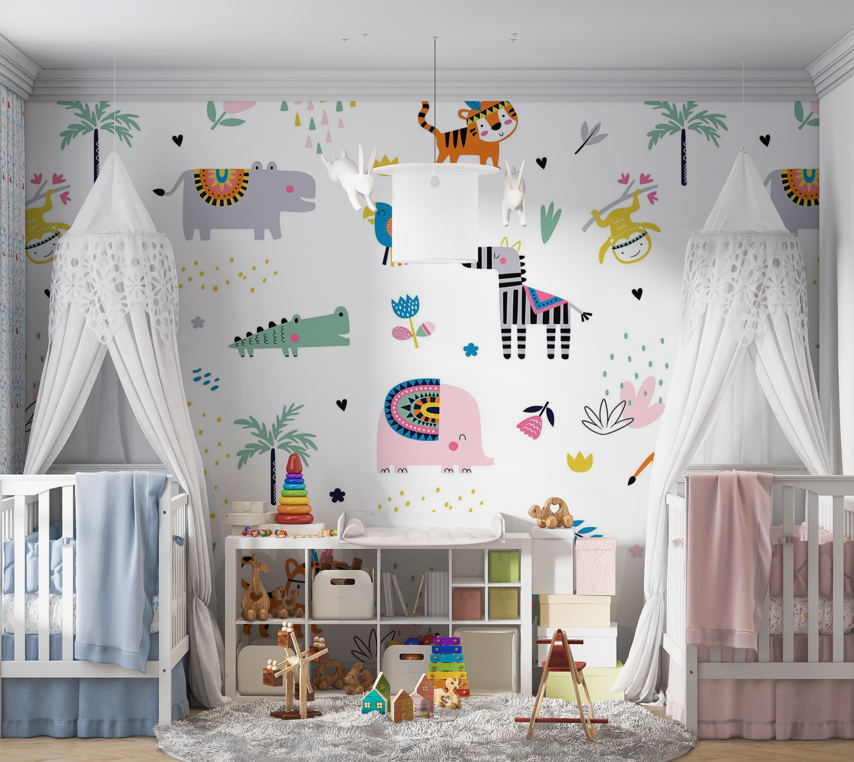 Premium Peel & Stick Wall Mural - Jungle Animals