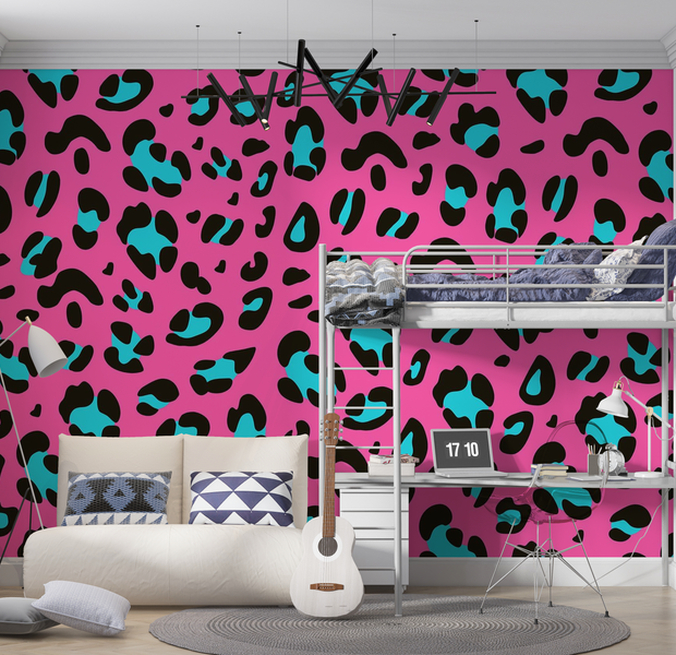 Premium Wallpaper Wall Mural - Leopard Print Pink 60"Wx40"H / Non-Woven Fleece