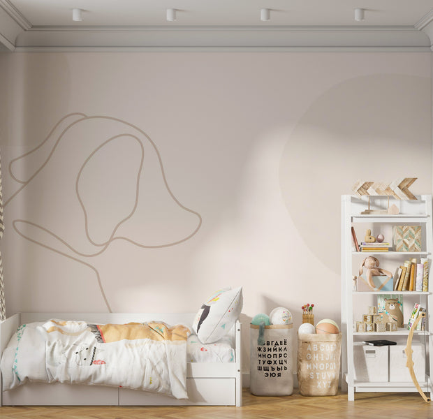 Premium Peel & Stick Wall Mural - Minimalist Dog Outline