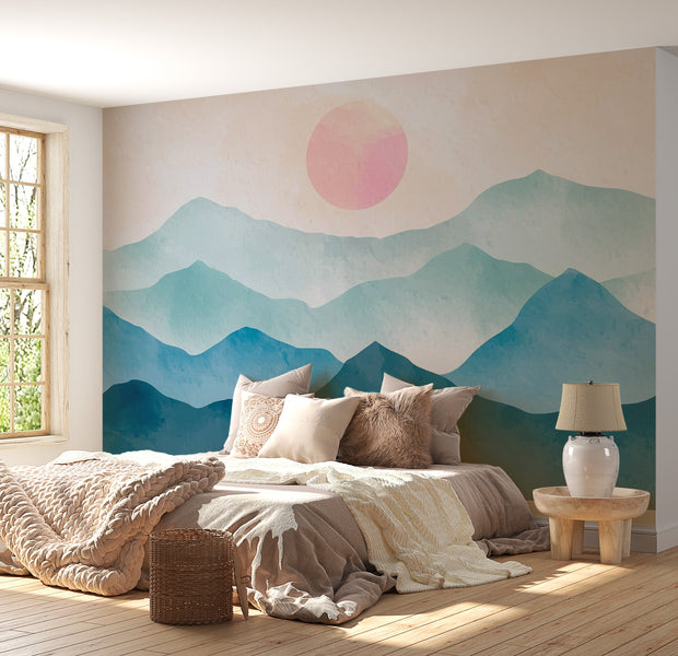 Premium Peel & Stick Wall Mural - Misty Mountain Sunrise