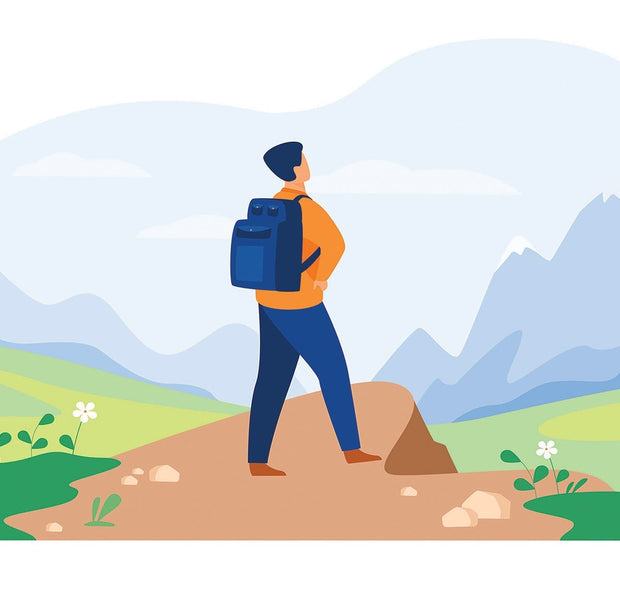 Premium Peel & Stick Wall Mural - Mountain Hiking Adventure