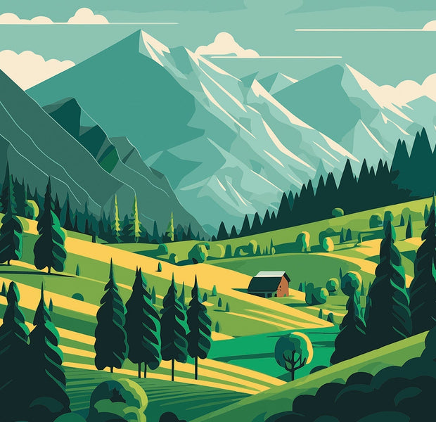 Premium Peel & Stick Wall Mural - Mountain Landscape