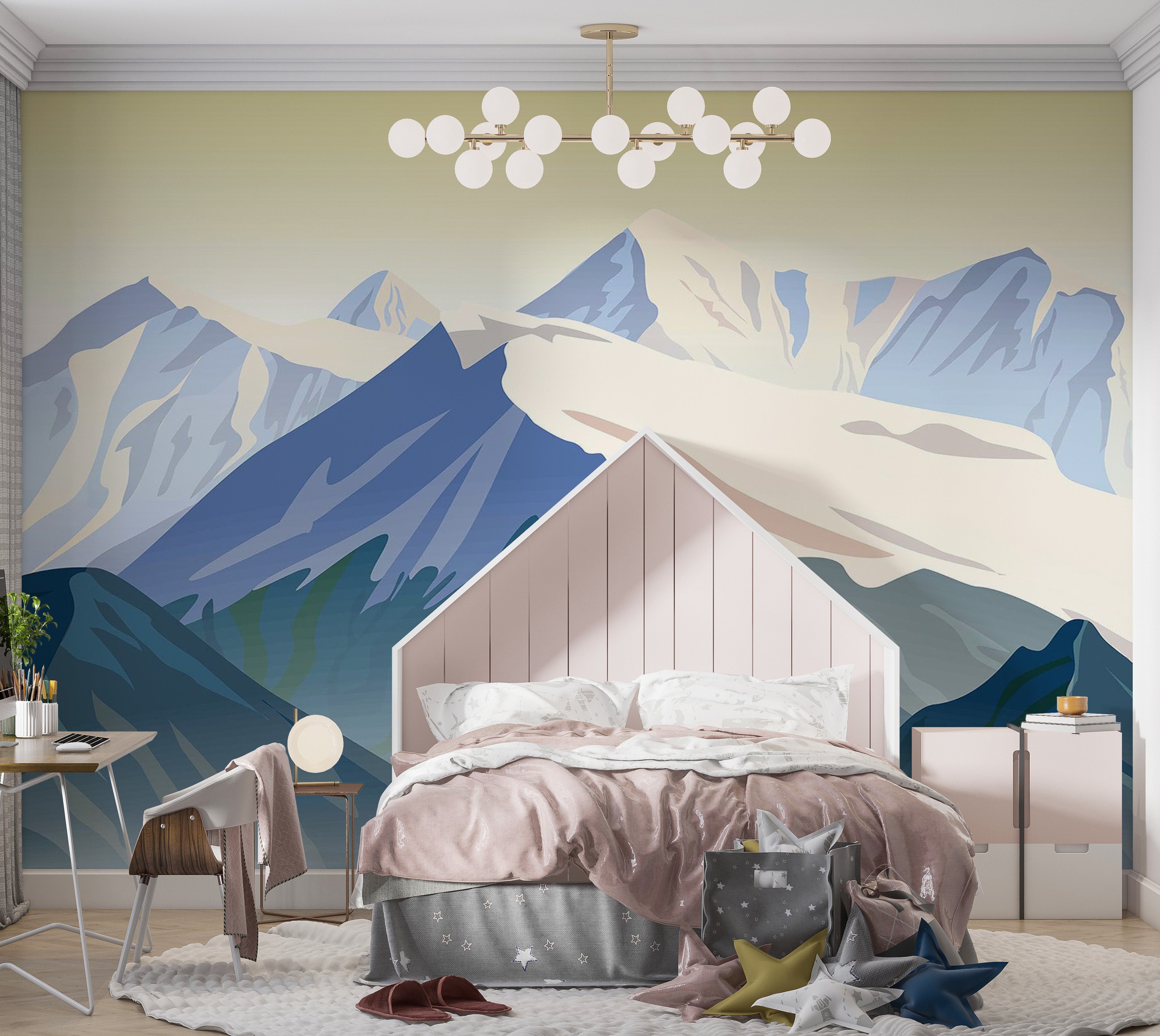 Premium Wallpaper Wall Mural - Mountain Peaks 60"Wx40"H / Non-Woven Fleece