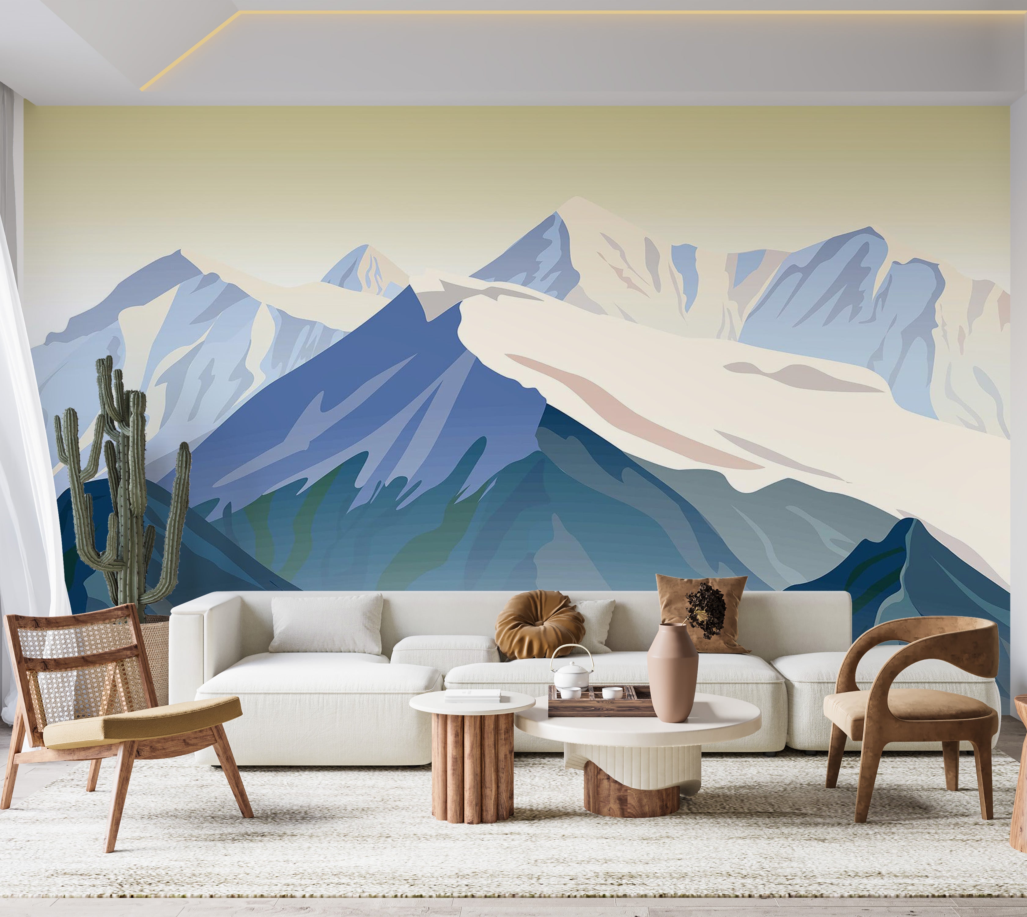 Premium Wallpaper Wall Mural - Mountain Peaks 60"Wx40"H / Non-Woven Fleece