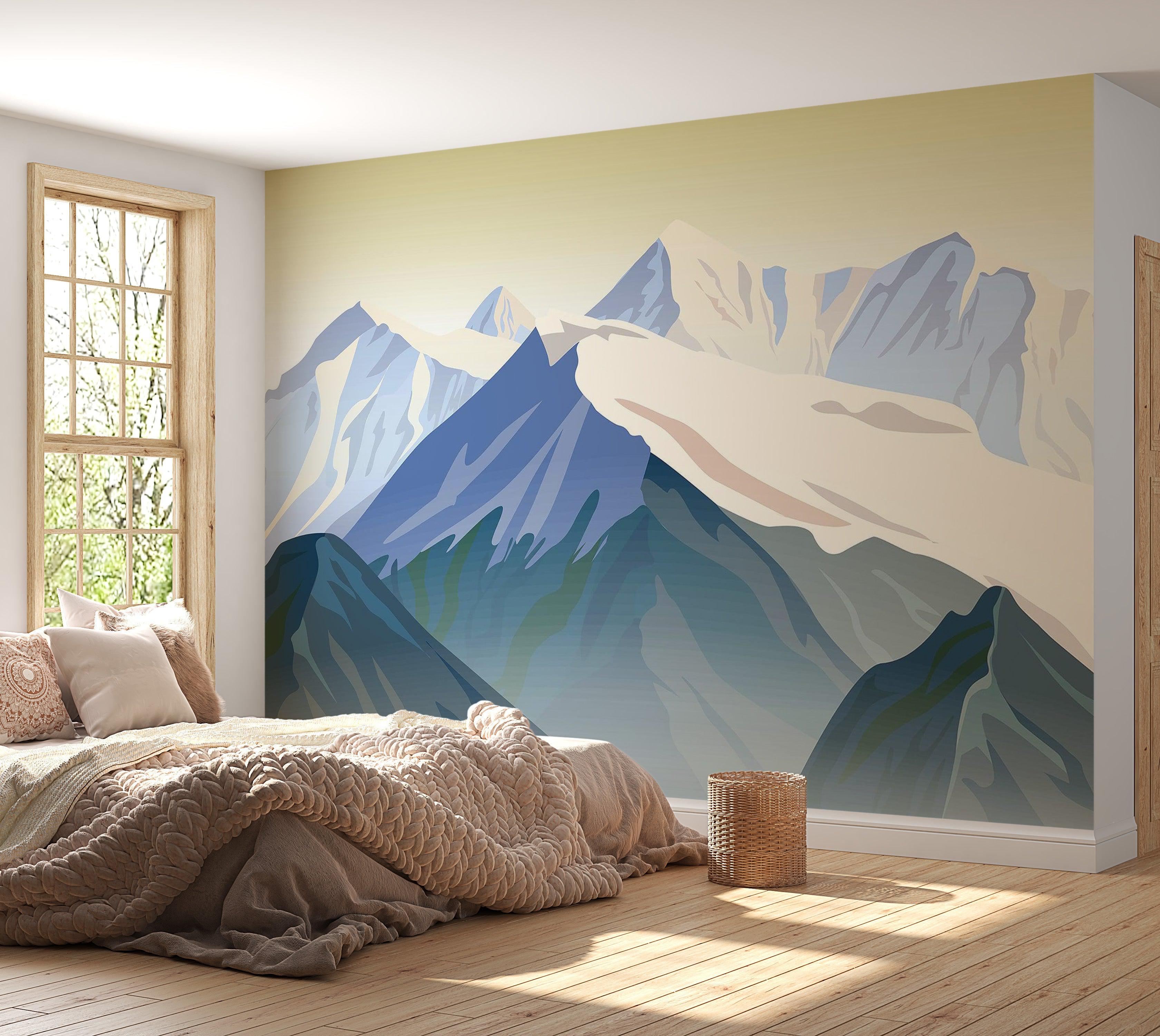 Premium Wallpaper Wall Mural - Mountain Peaks 60"Wx40"H / Non-Woven Fleece