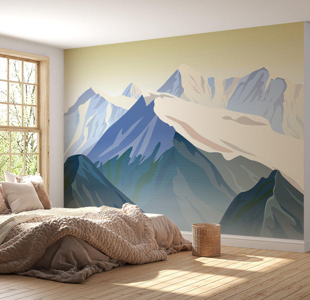 Premium Wallpaper Wall Mural - Mountain Peaks 60"Wx40"H / Non-Woven Fleece