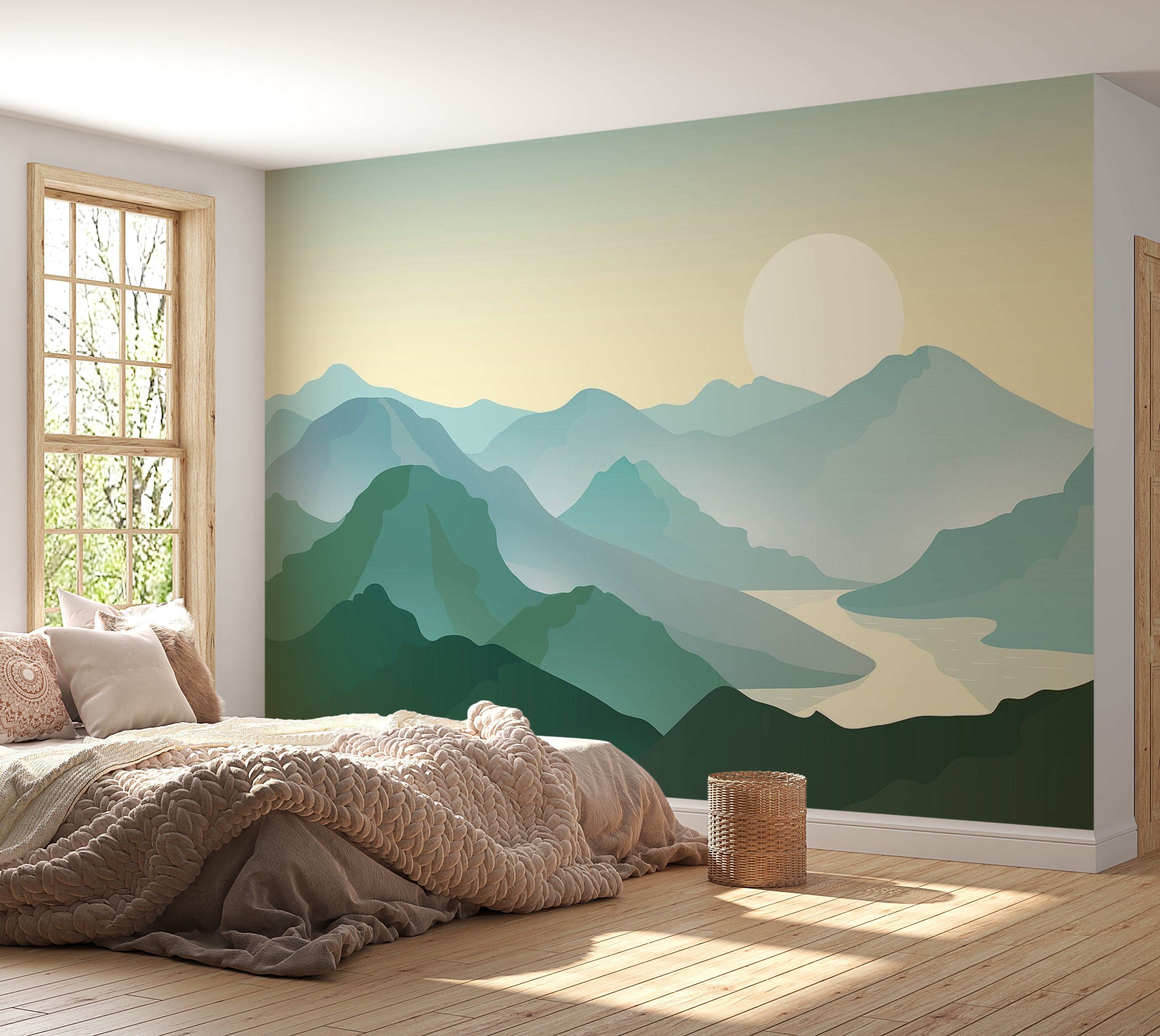 Premium Peel & Stick Wall Mural - Mountain Sunrise