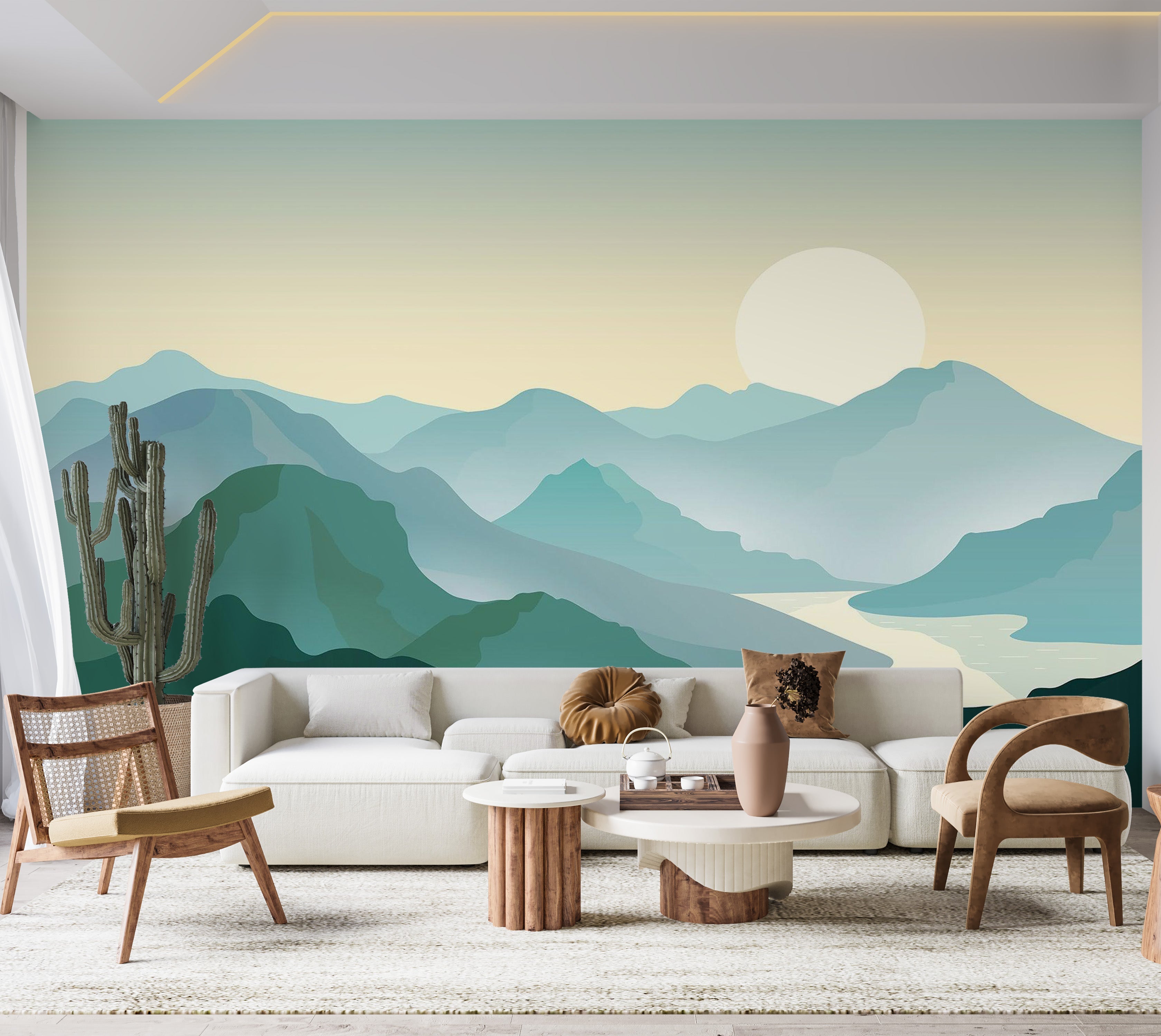 Premium Peel & Stick Wall Mural - Mountain Sunrise