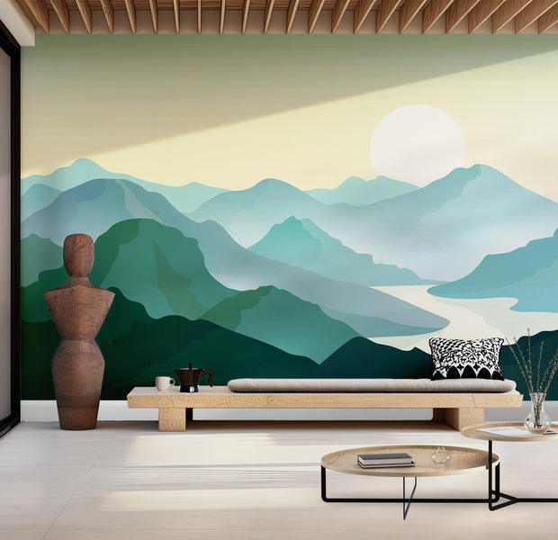 Premium Peel & Stick Wall Mural - Mountain Sunrise