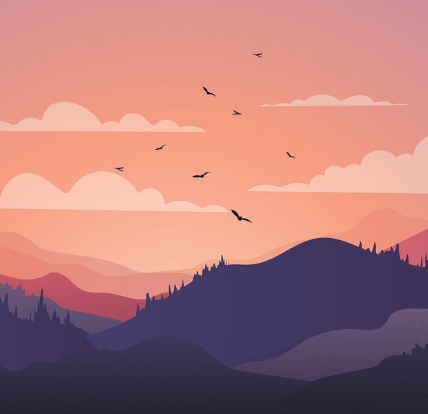 Premium Peel & Stick Wall Mural - Mountain Sunset