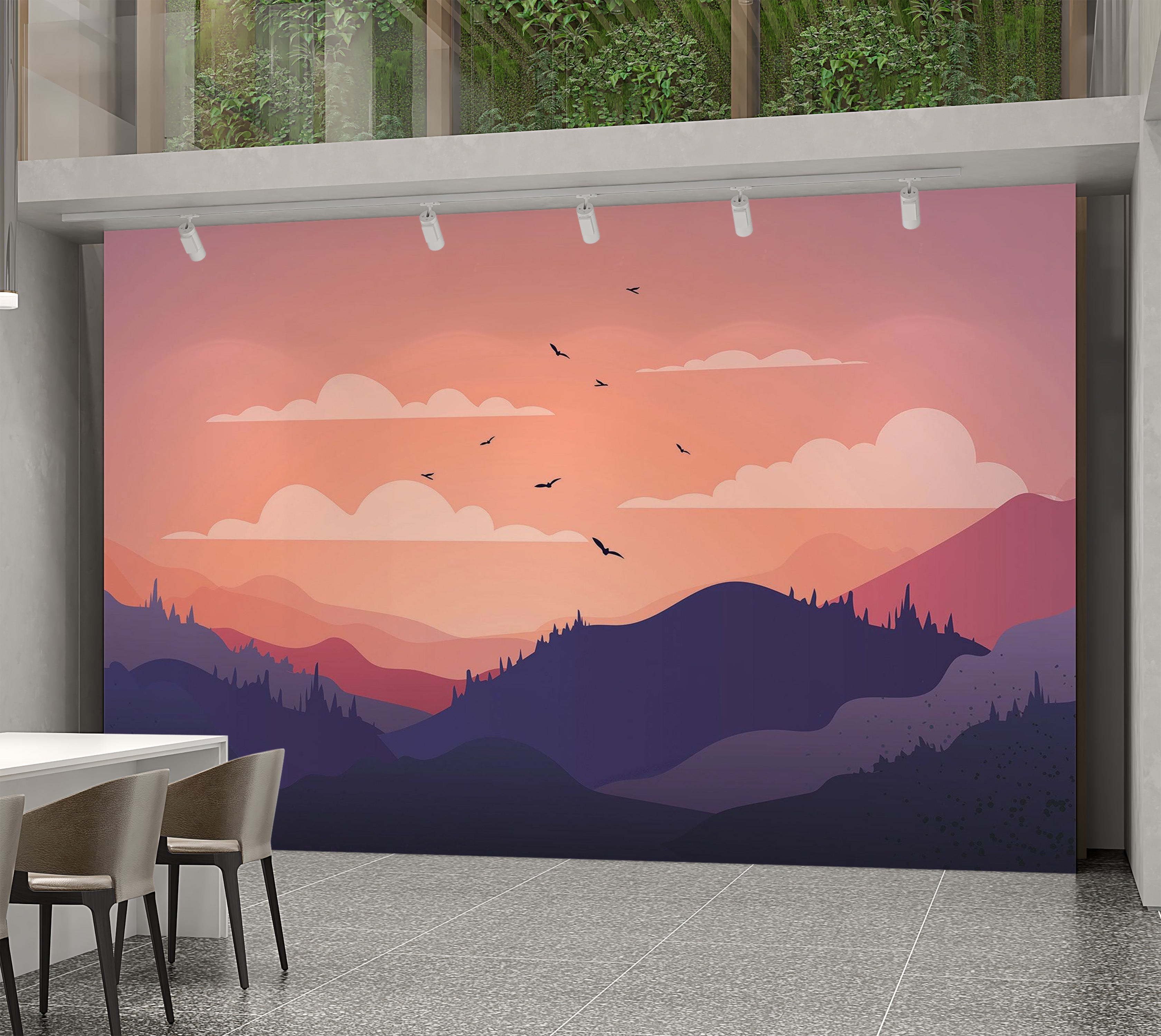 Premium Wallpaper Wall Mural - Mountain Sunset 60"Wx40"H / Non-Woven Fleece