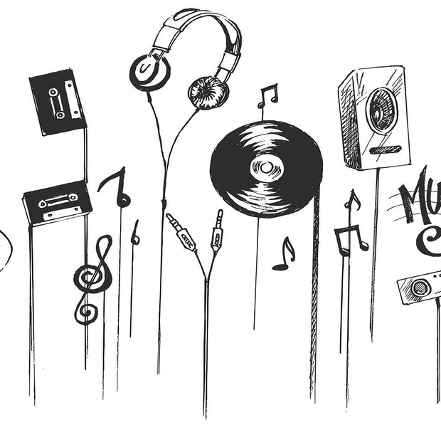 Premium Peel & Stick Wall Mural - Music Doodle Art