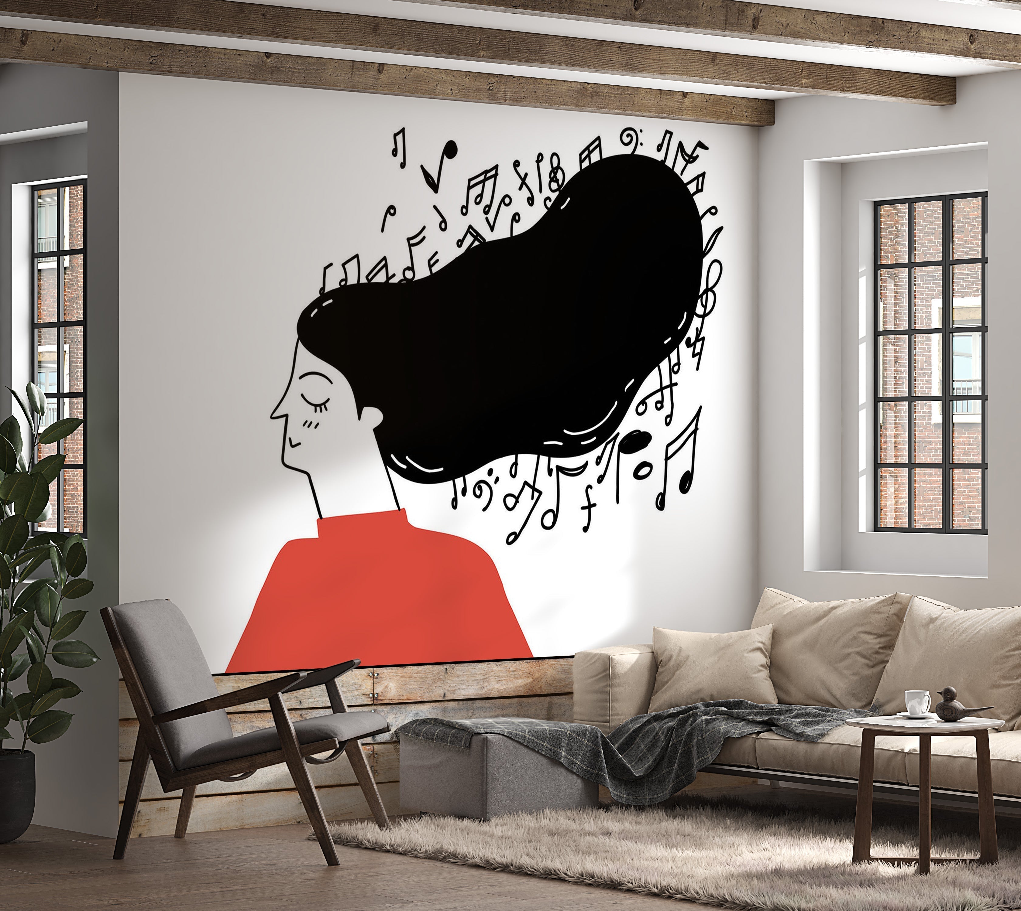 Premium Peel & Stick Wall Mural - Musical Thoughts