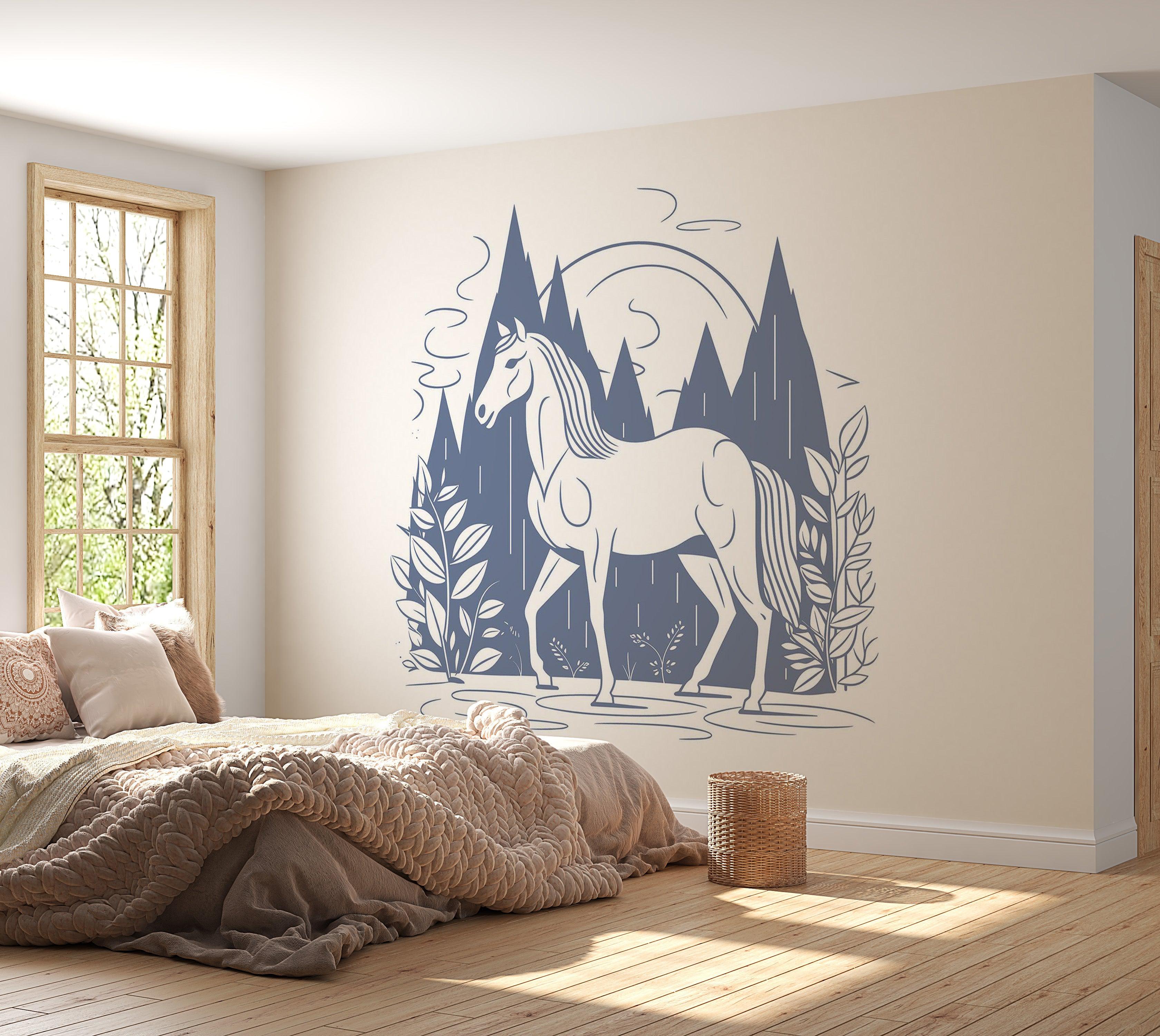 Premium Wallpaper Wall Mural - Mystical Horse Landscape 60"Wx40"H / Non-Woven Fleece