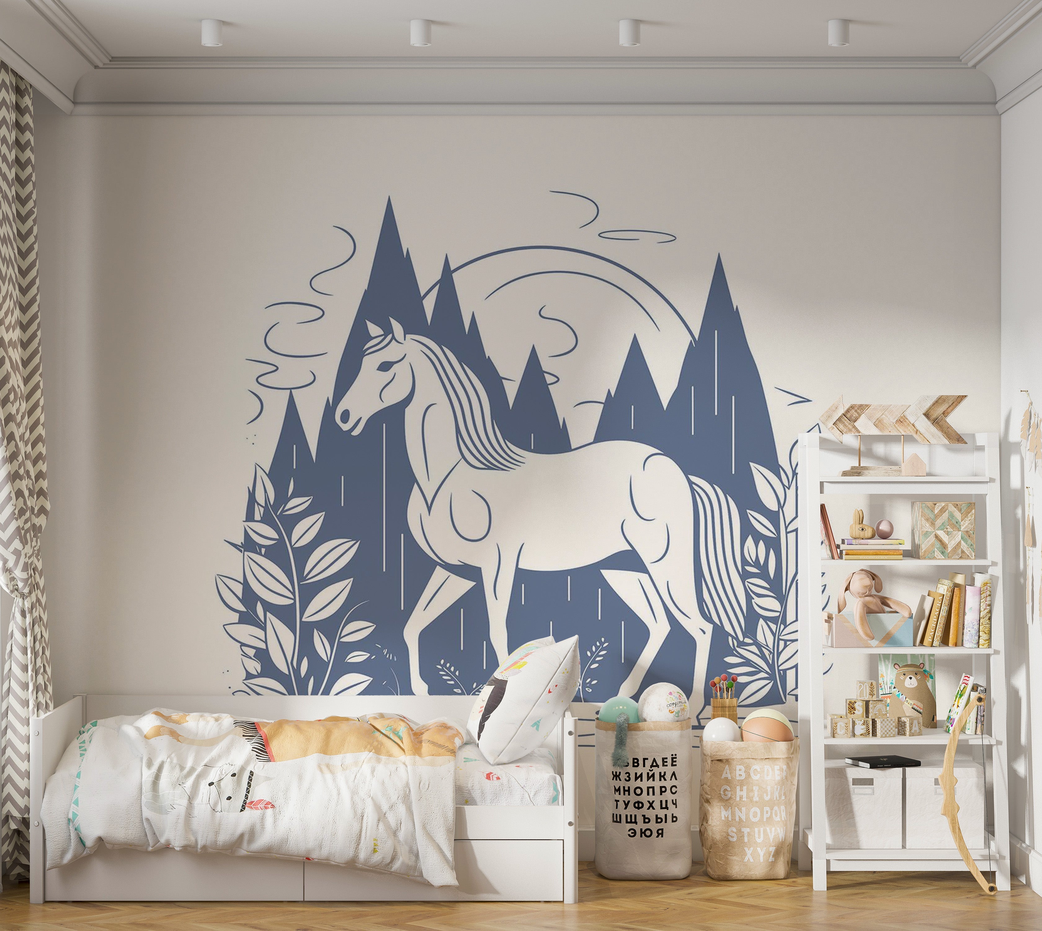 Premium Wallpaper Wall Mural - Mystical Horse Landscape 60"Wx40"H / Non-Woven Fleece