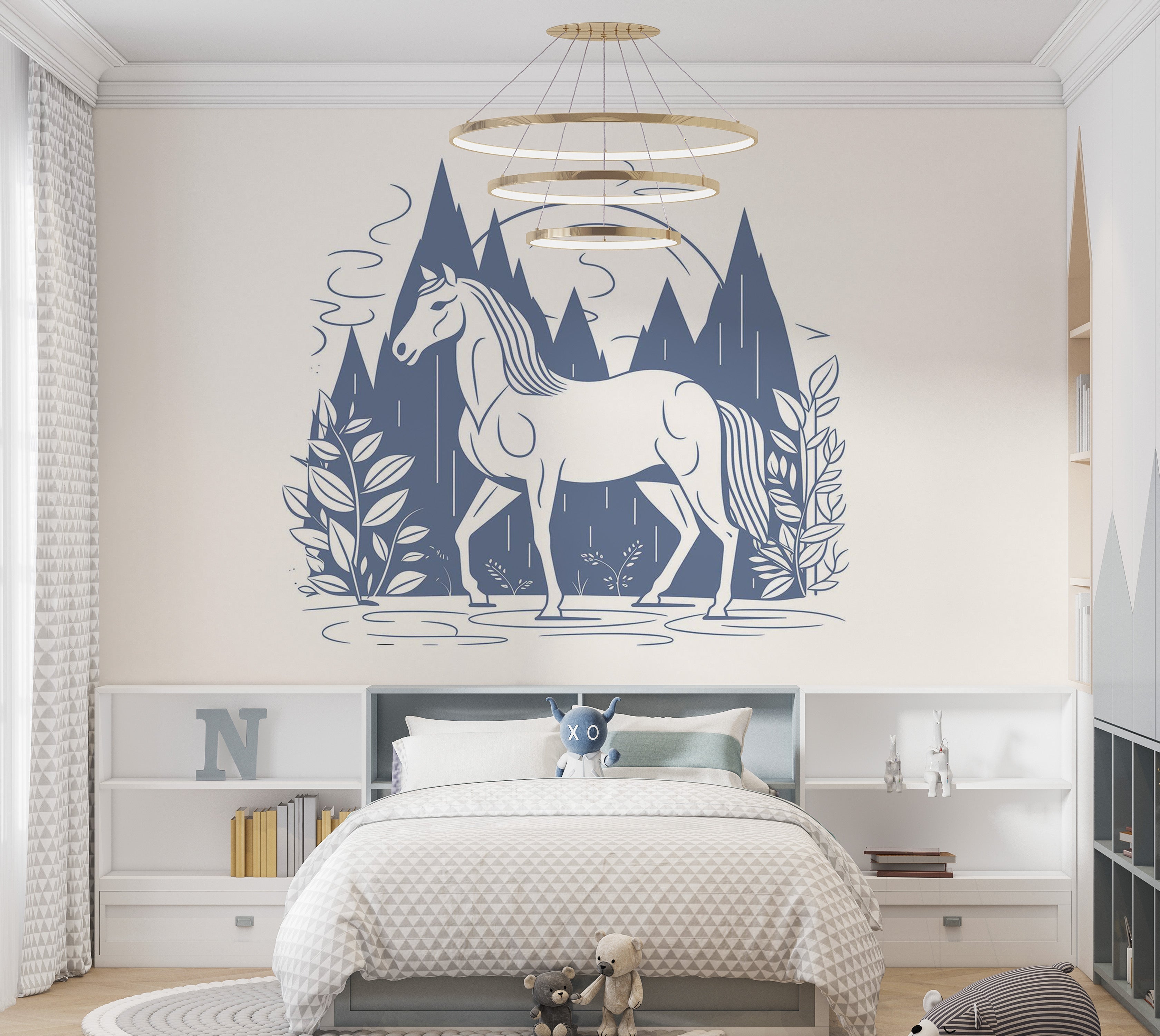 Premium Wallpaper Wall Mural - Mystical Horse Landscape 60"Wx40"H / Non-Woven Fleece