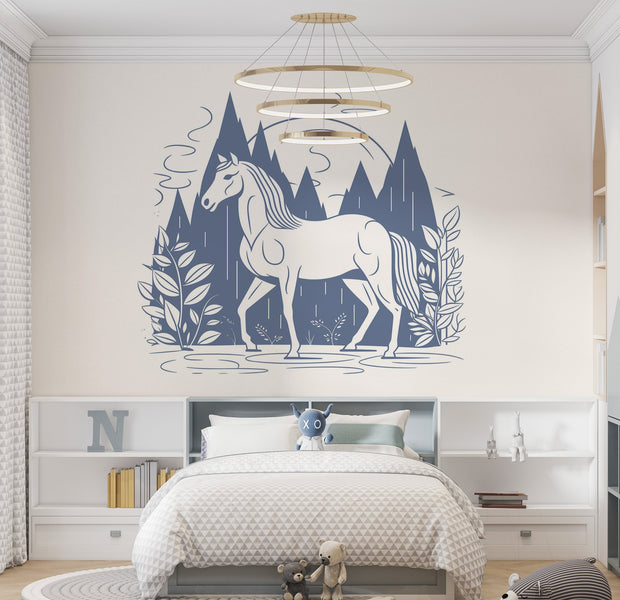 Premium Wallpaper Wall Mural - Mystical Horse Landscape 60"Wx40"H / Non-Woven Fleece